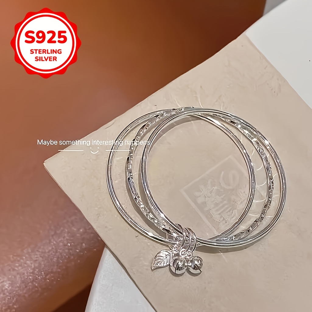 S925 Sterling Silver Minimalist Triple Loop Bracelet