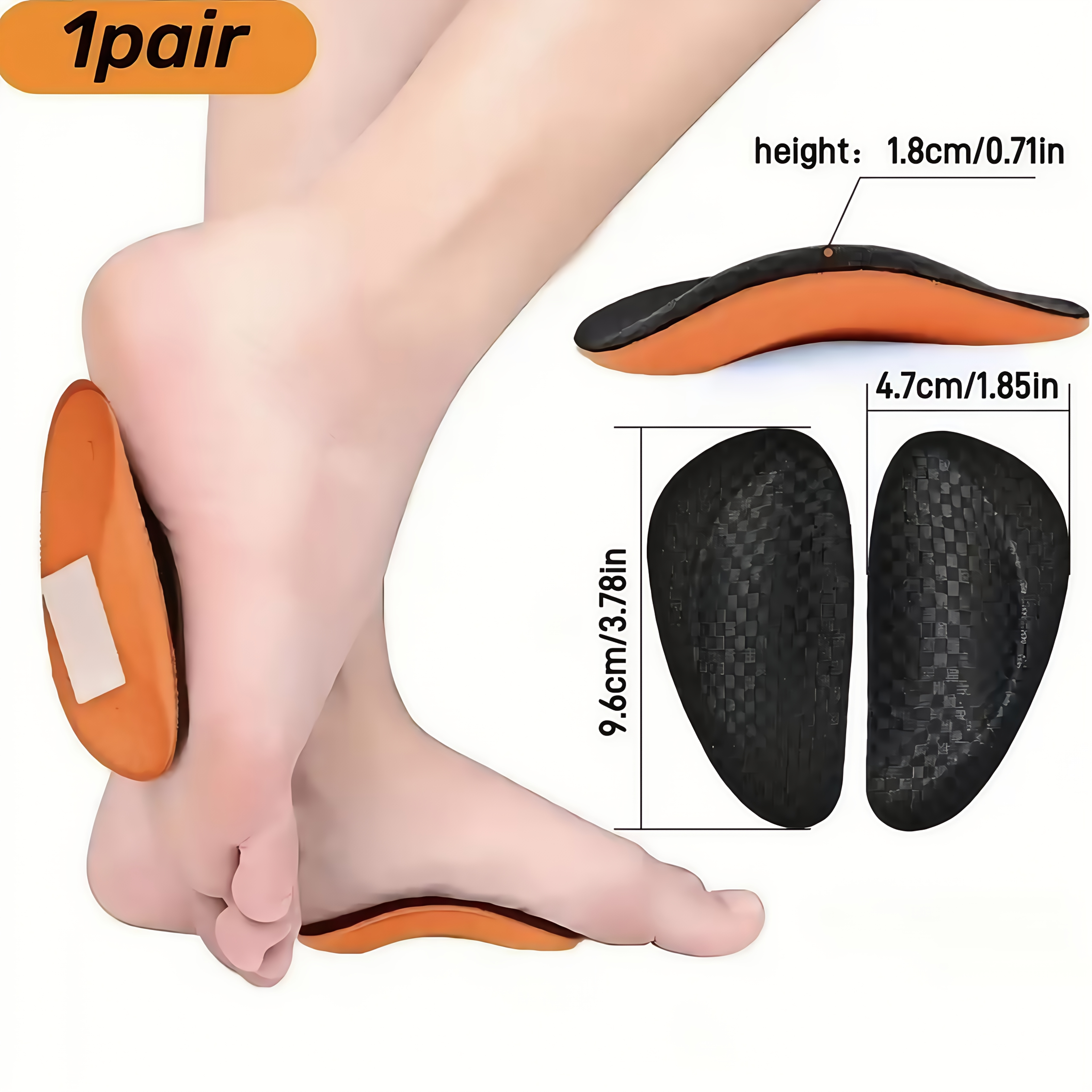 1 Pair Arch Contour Soft Insoles Non-slip Cushioned Fit Low Plush Half Pads Universal Foot Cushion Shoe Accessories
