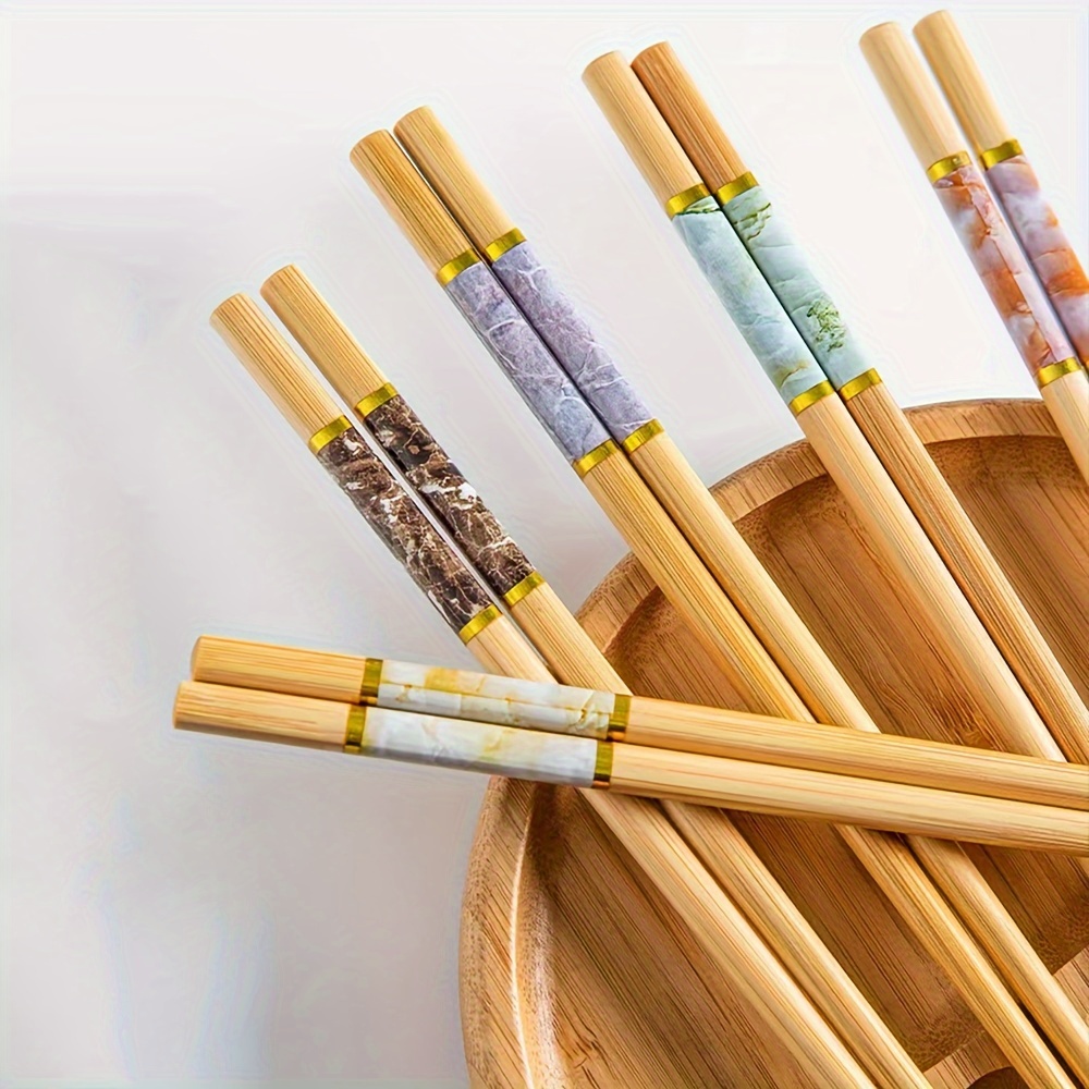 10 Pares Palillos Chinos Estampado Bambú Palillos Chinos - Temu