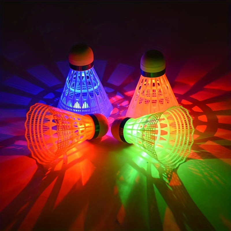 

Glow-in-the-dark Badminton Shuttlecocks, 4-piece - Assorted Colors, Durable Plastic, Perfect For Outdoor Sports & Novelty Play