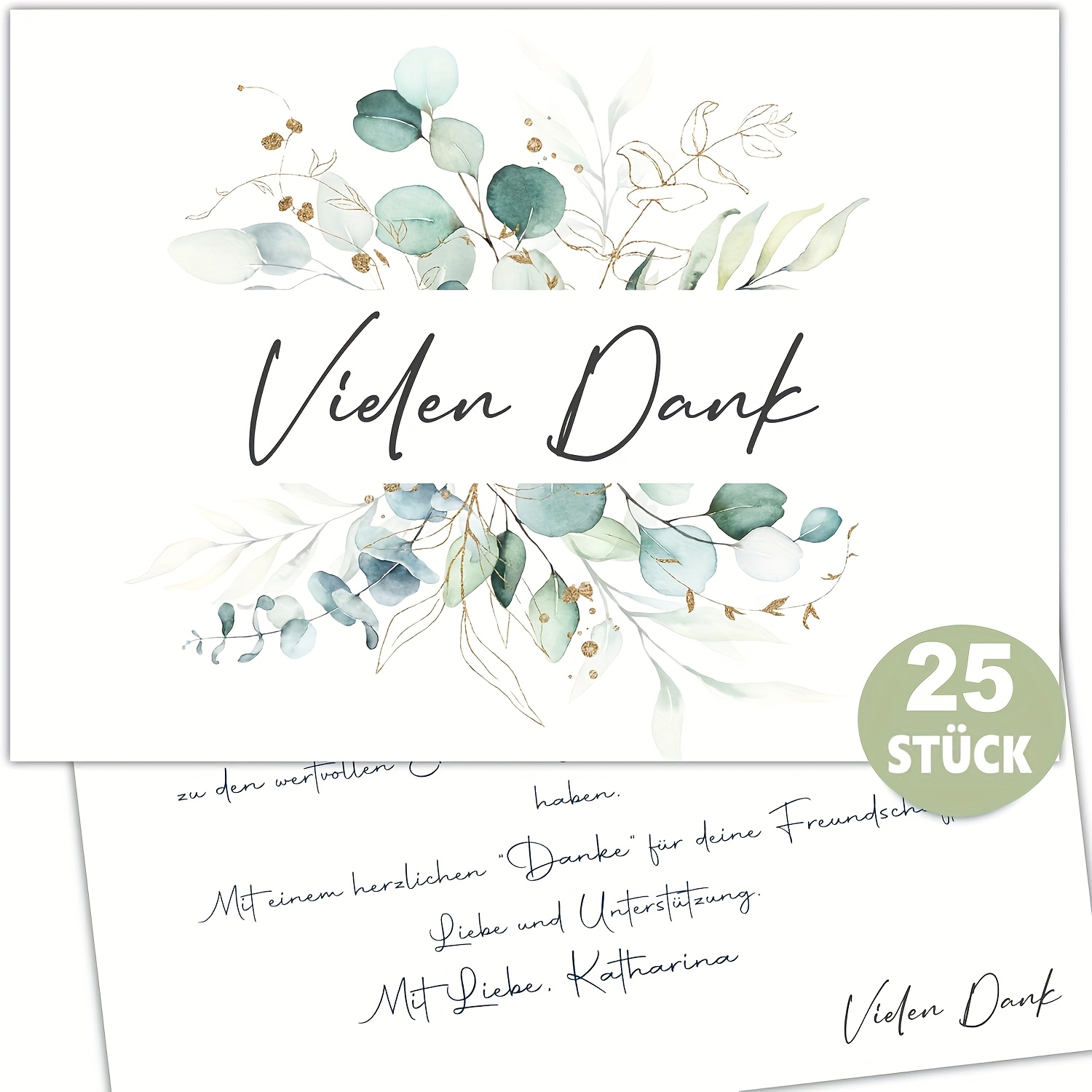 E-shop 25 Karten pro Packung, Deutsche Dankeskarten, Dankeskarten im Bohemian-Stil, "Vielen Dank" Karten, Geeignet für Hochzeiten, Geburtstage und