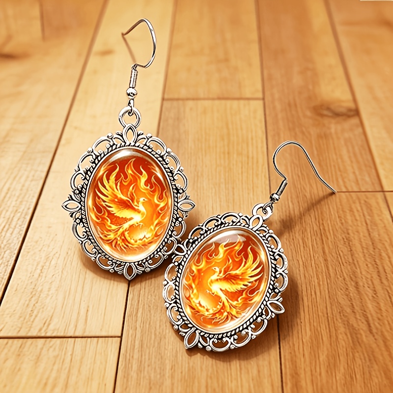 Gothic Dark Style Phoenix Flame Glass Gemstone Ear Hook