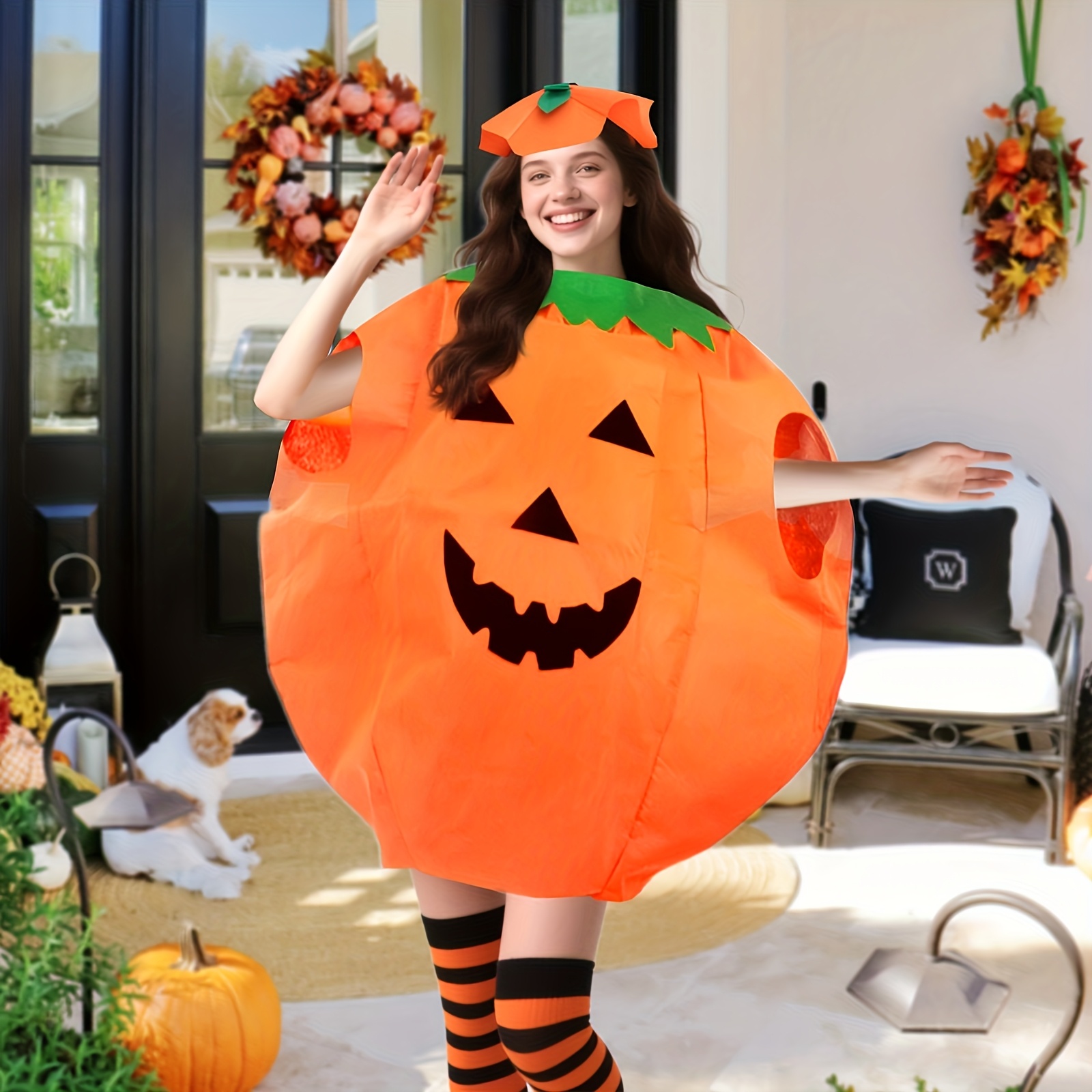 knee length dresses for ladies Womens Sexy Halloween Pumpkin Dress Trickz N' Treatz main image 0