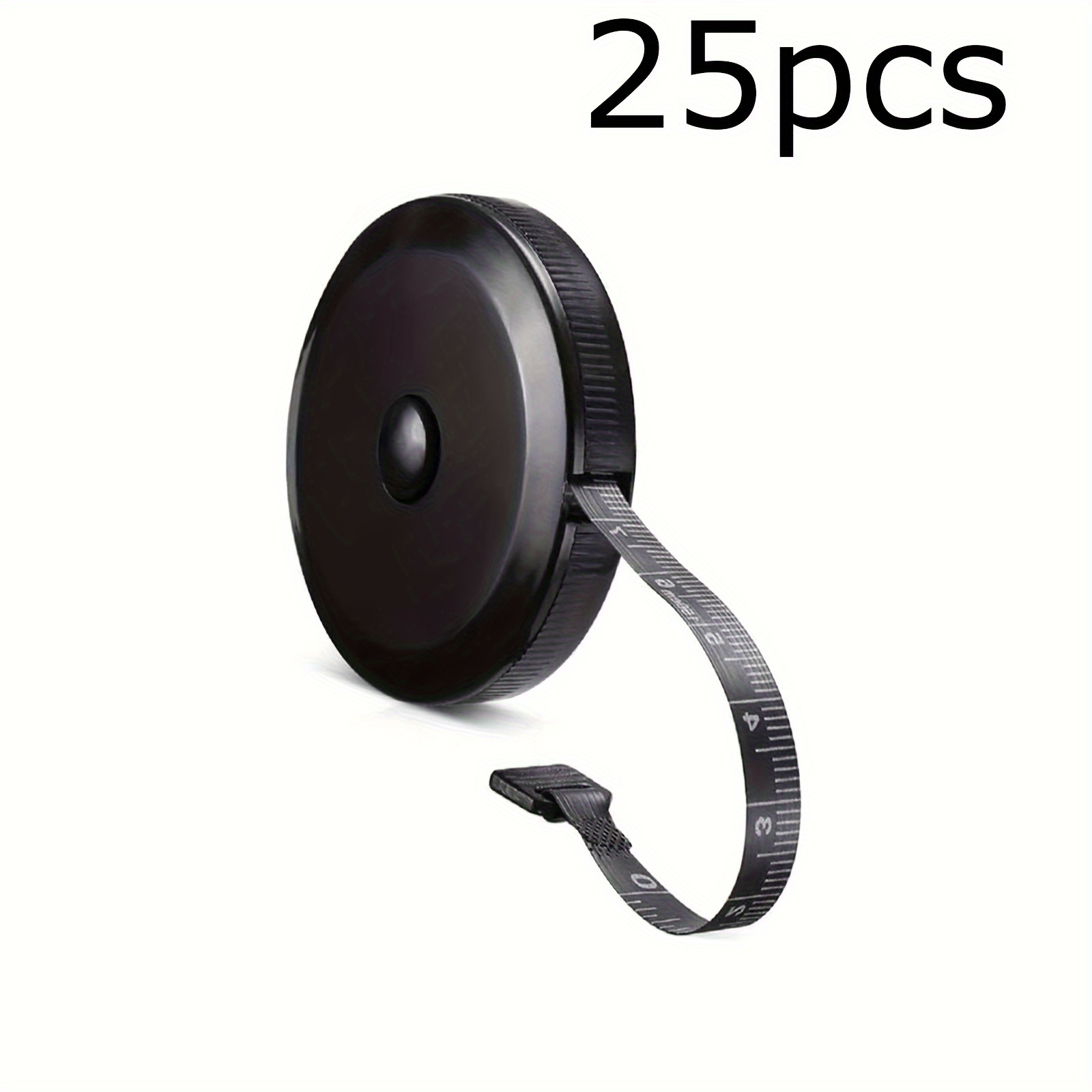 TEMU 25pcs Soft Tape Measure Retractable Measuring For Body Fabric Sewing Tailor Cloth Knitting Craft Weight Loss Measurements Retractable Black Dual