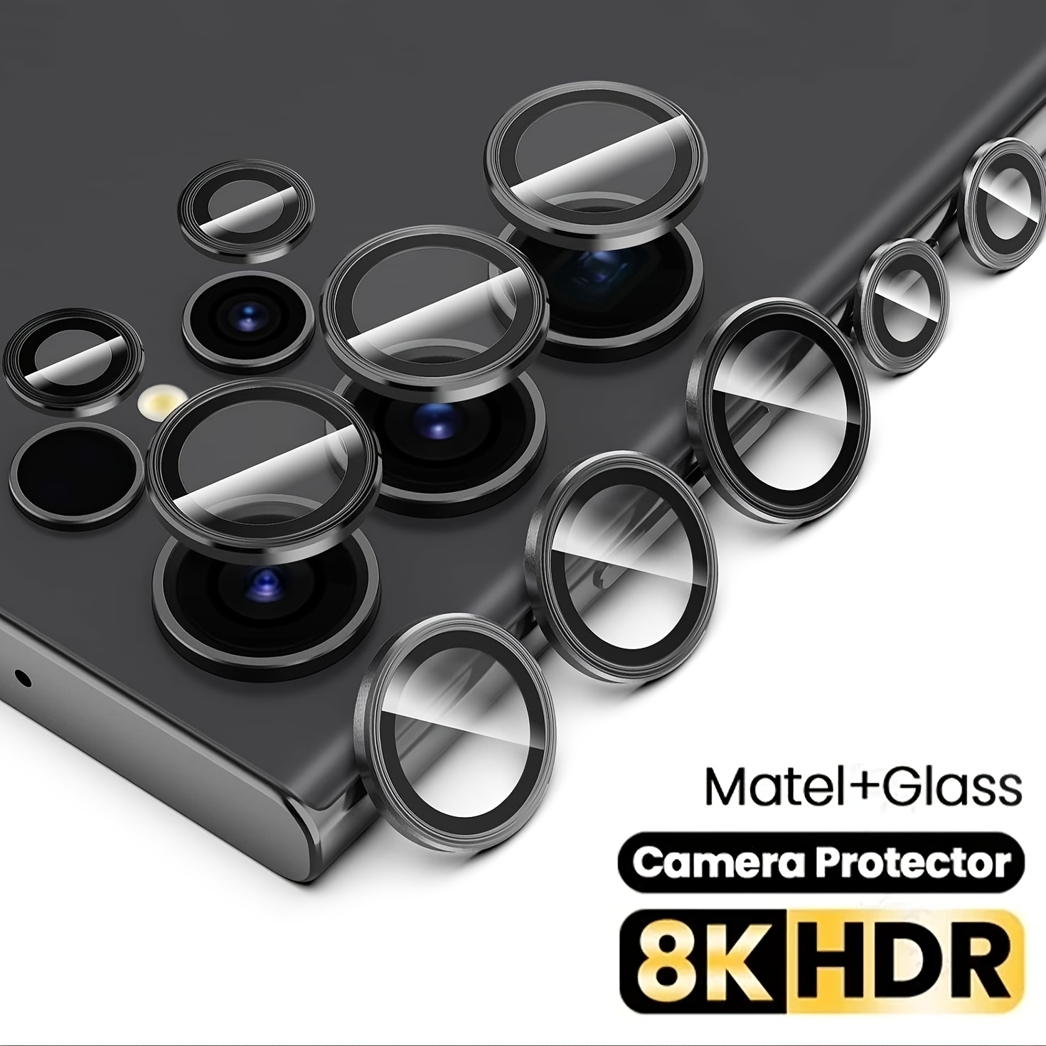 

1 Set Camera Lens Protector Film For S25 S24 S23 S22 Ultra S25 S24 Plus S23+ S24 Fe S23 Fe, 9h Tempered Glass Metal Individual Ring Cover, , Anti-scratch, Case-friendly