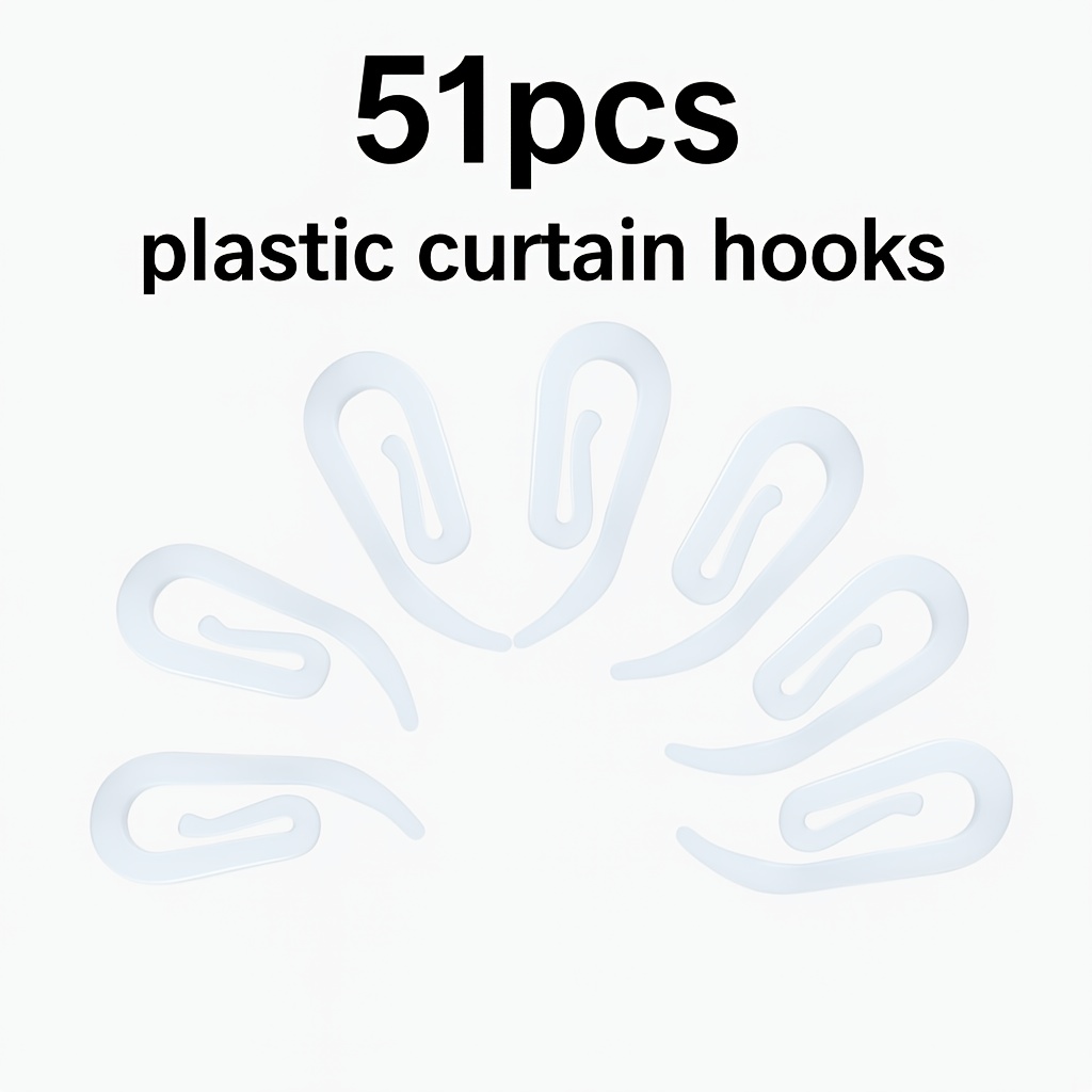 TEMU 51/101pcs Crochet de rideau, Attache de rideau en plastique pour salon, bureau, décoration intérieure