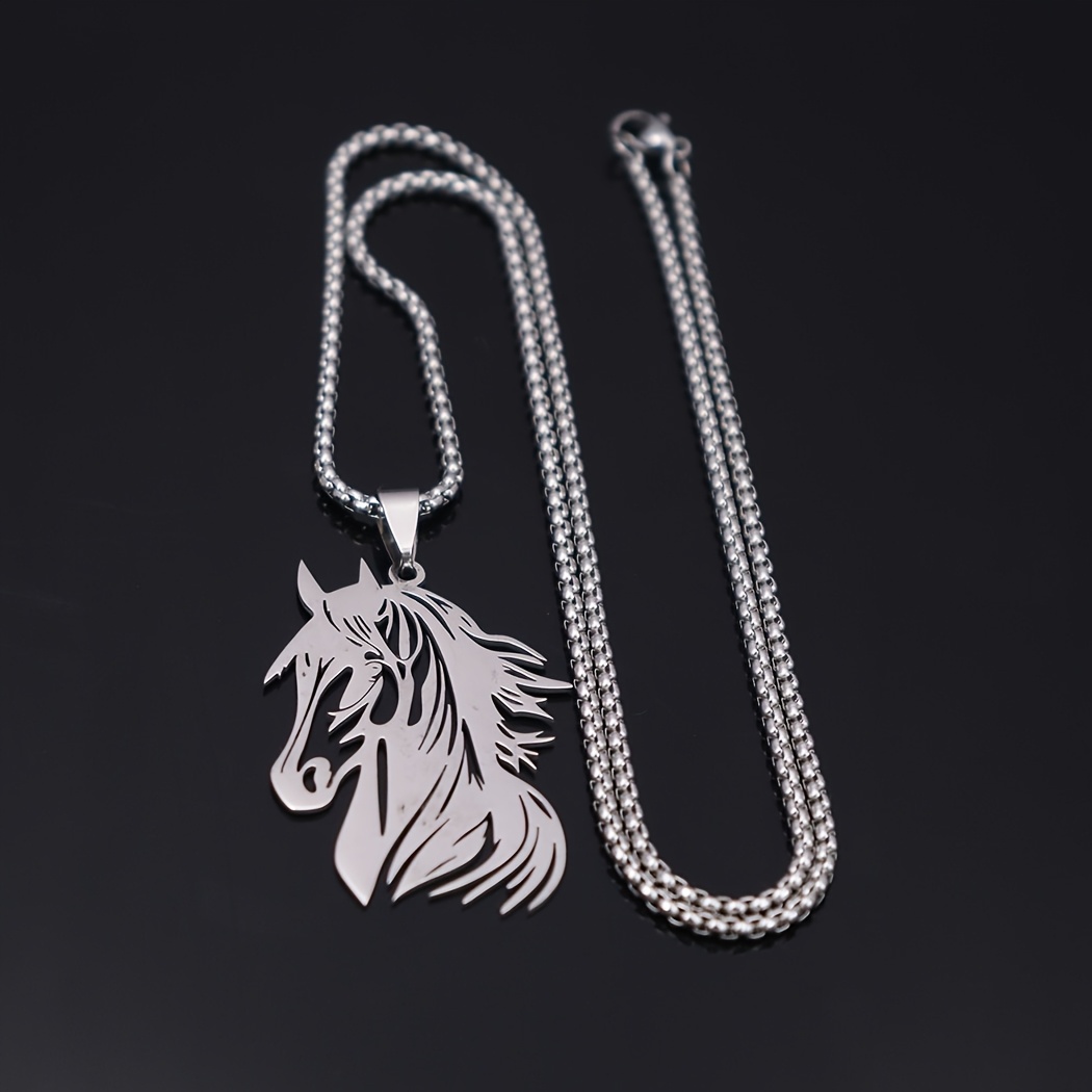 TEMU Nouveau collier tendance avec pendentif découpée en acier inoxydable - Simple et polyvalent, convient à toutes les occasions. Chaîne de pull