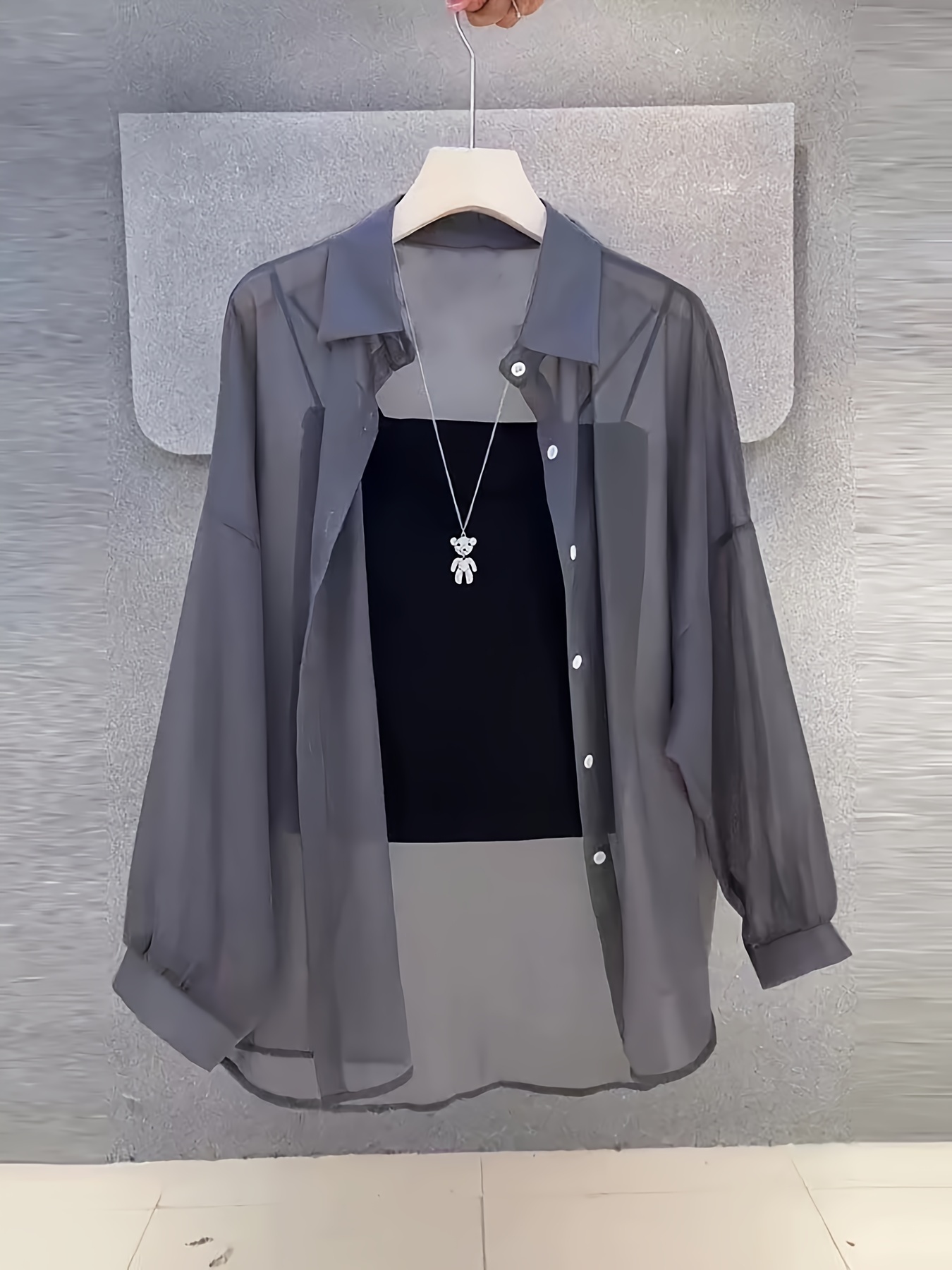 grey sheer blouse