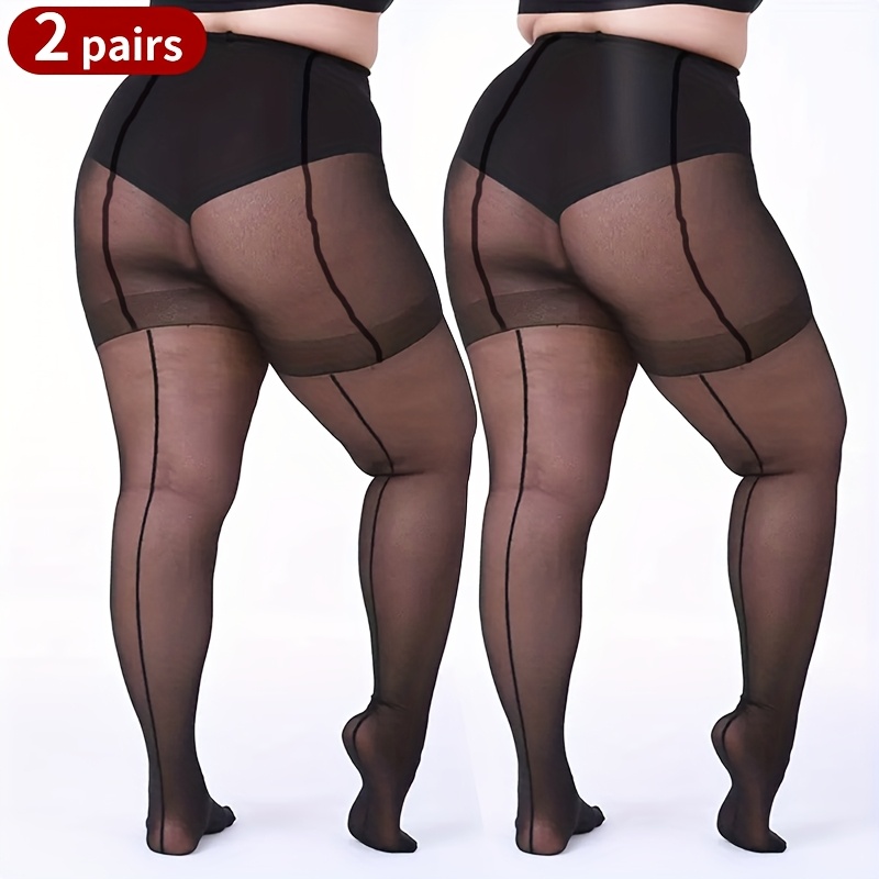 2 Pairs Women'S Plus Size High-Waisted Tights - Full-Length Leg Pants with Thigh & Butt Support, Non-Slip Drop Crotch, High Elasticity Comfortable Fit