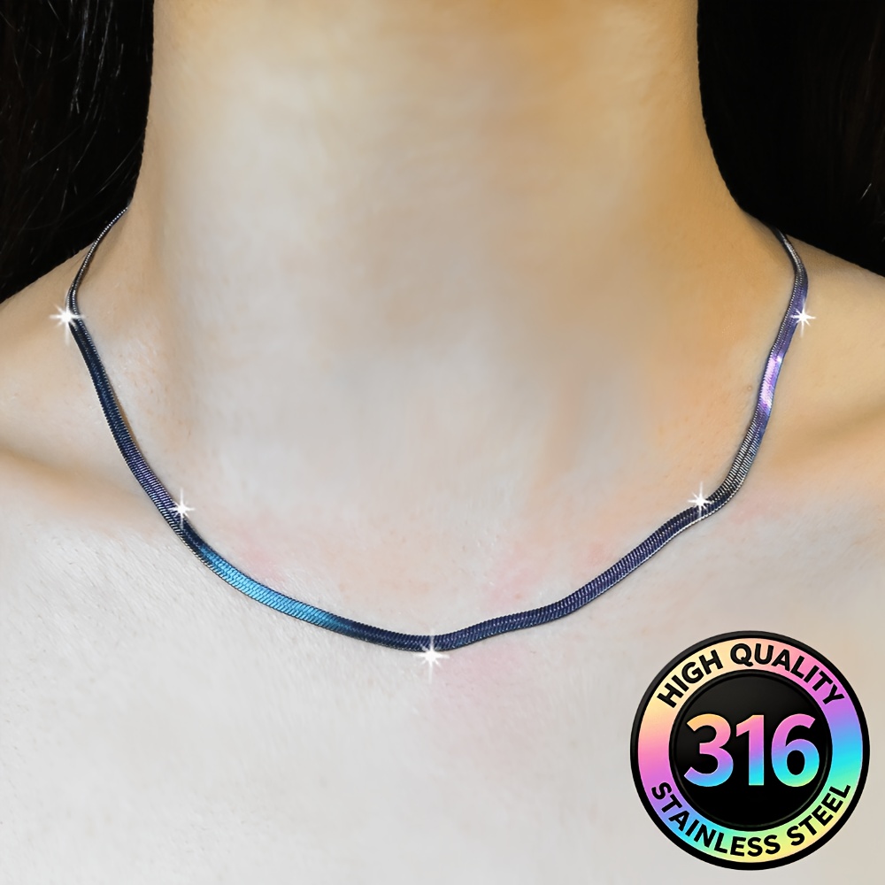 Women's 18K Gold Plated Iridescent Snake Bone Necklace