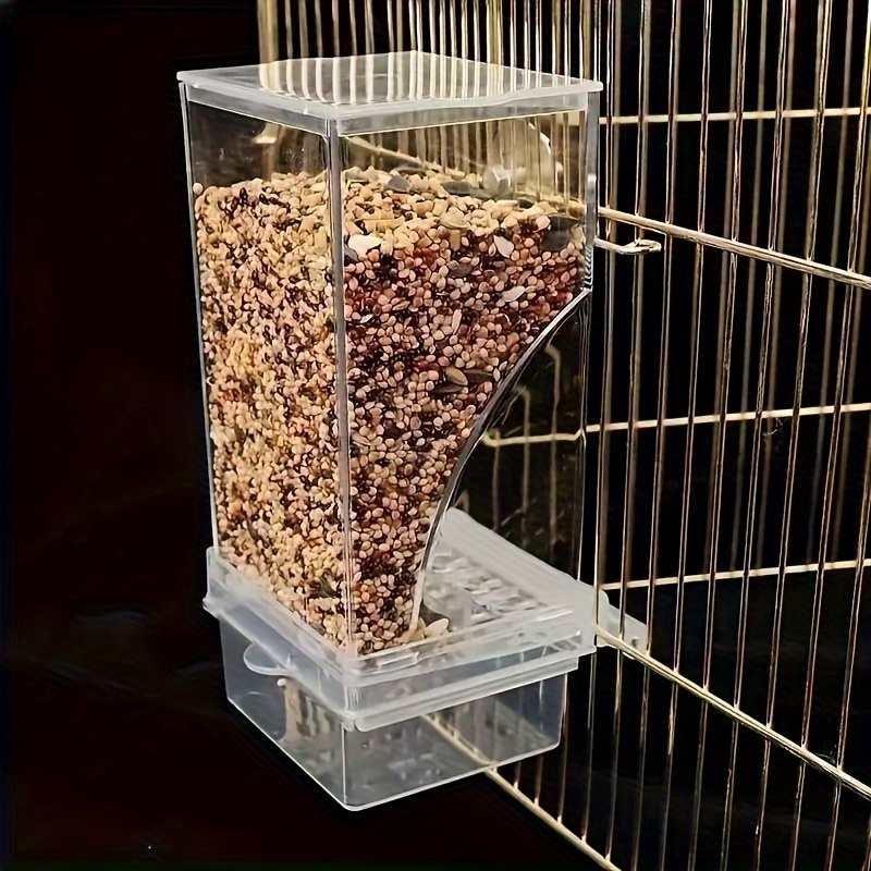 TEMU Clear Automatic Bird Feeder Spillproof Bird User Outside Parrot Feeder - Durable, Easy To Clean Acrylic Bird Food Dispenser With Seed Suitable