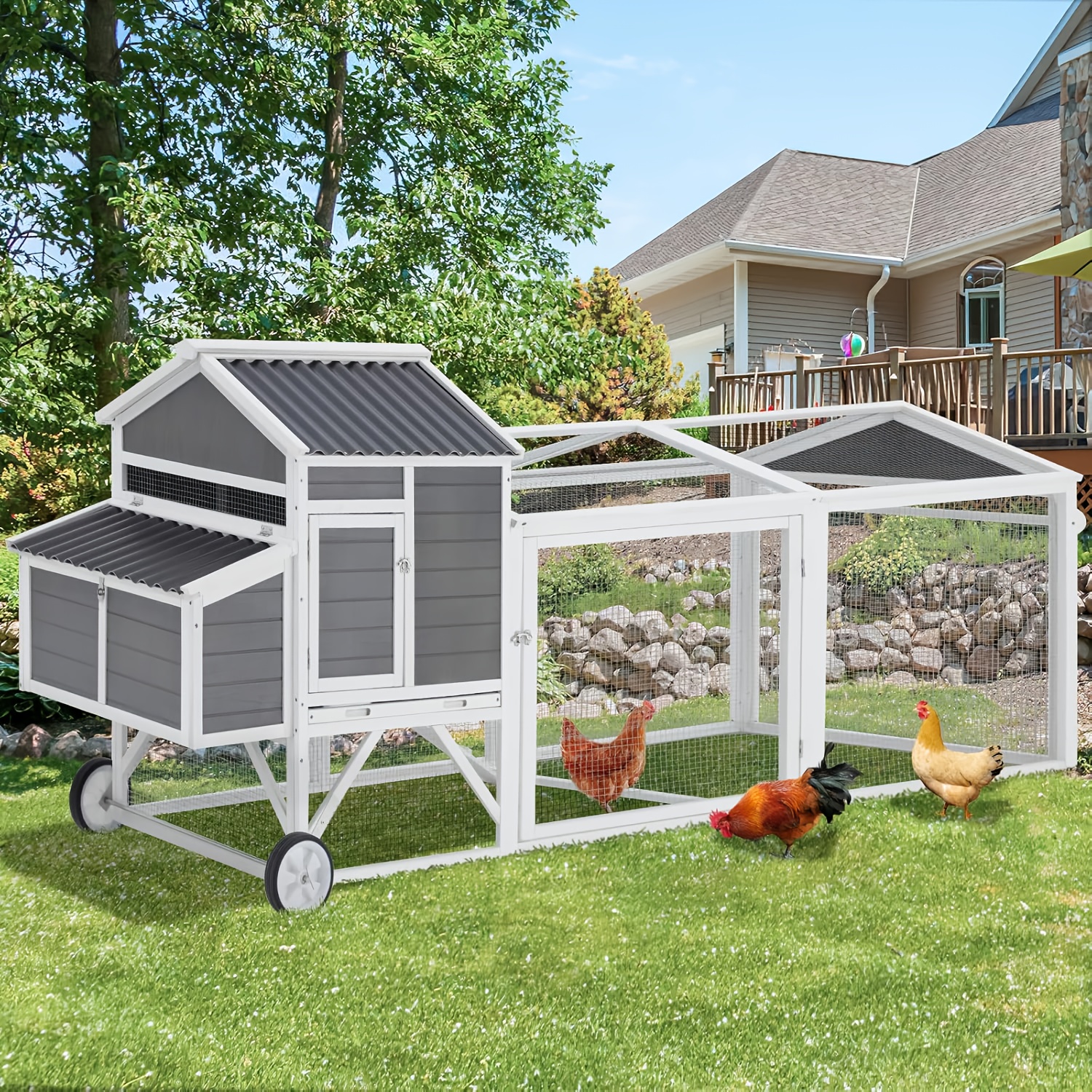   chicken coop with   95 large wooden chicken coop   and 2 nesting boxes poultry cage outdoor chicken hutch tractor