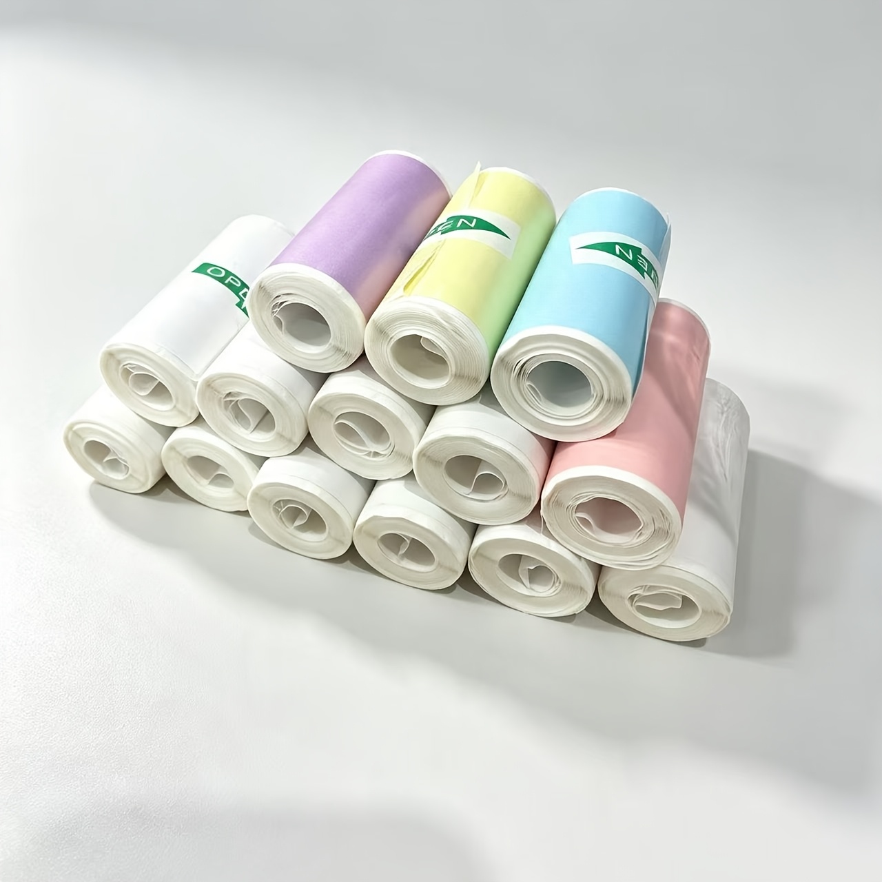 TEMU 14-roll Portable Mini Thermal Paper. Colored White Adhesive Paper, Self-adhesive Printing Paper. Suitable For Wireless Note-taking, Work,