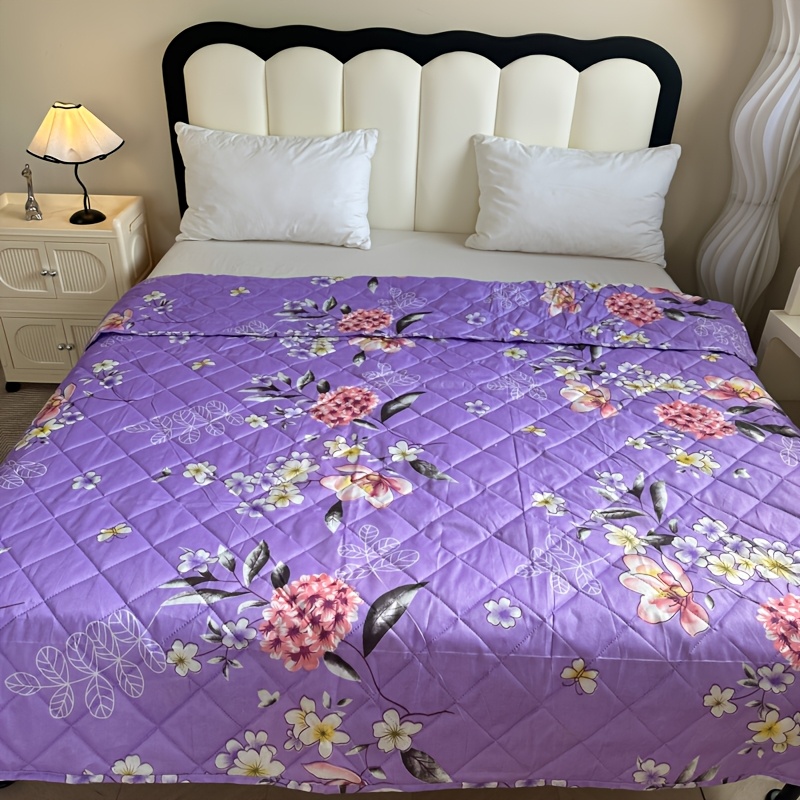 TEMU 1pc Air Conditioning Quilt, Hydrangea Floral Print Lightweight Quilt, Double-sided Multifunctional Thin Blanket (pillowcase Not Included)