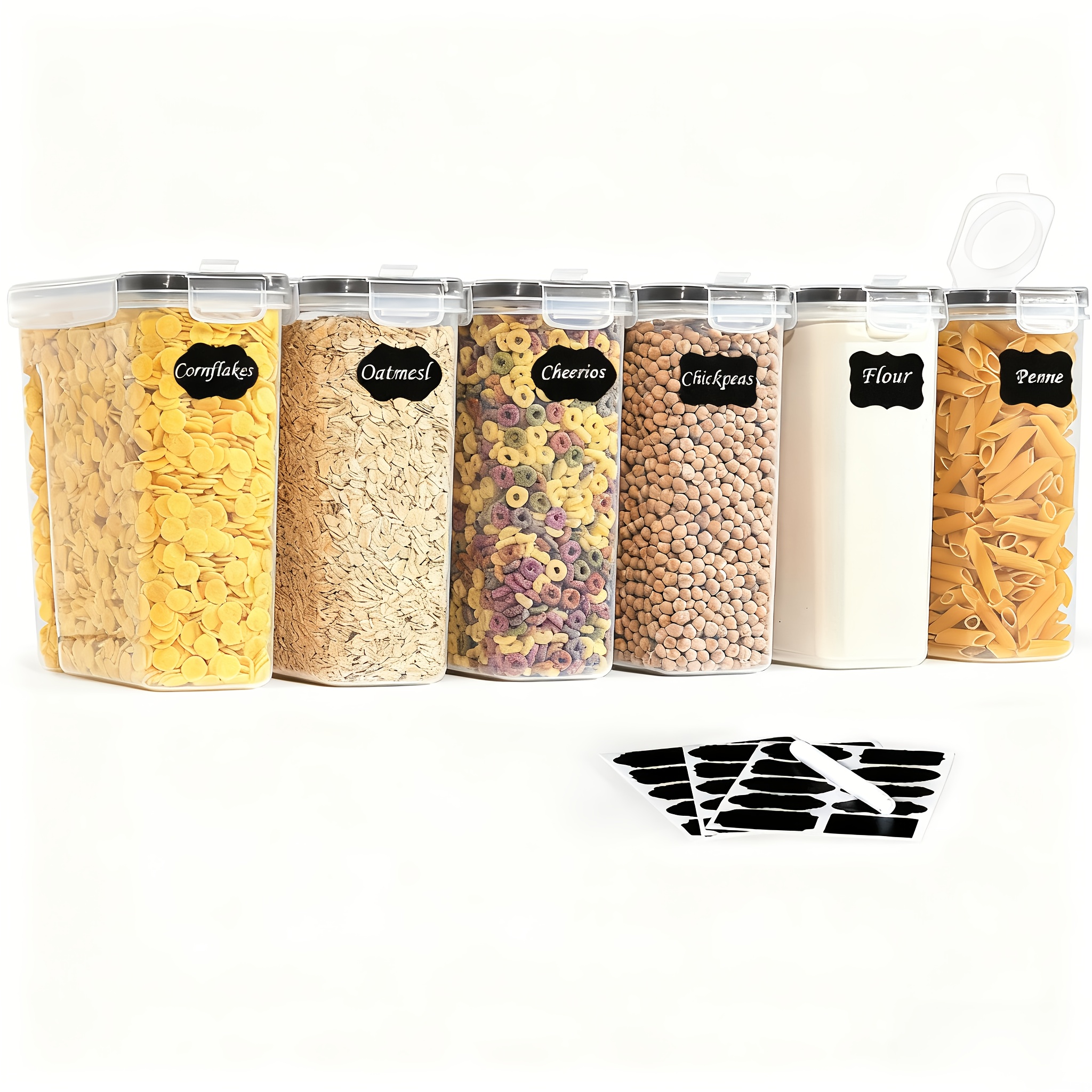 TEMU 6-Pack 2,5L Luchtdichte Voedselbewaarcontainers met Deksel voor Voorraadkastorganisatie en Opslag, Luchtdichte Voedselorganizers en