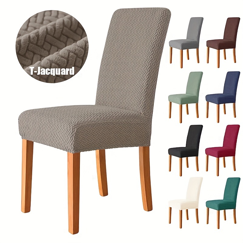 

1pc Jacquard Dining Chair Cover Stretch Spandex Chair Slipcovers Solid Color Elastic Chair Covers For Living Room Office Home Decor