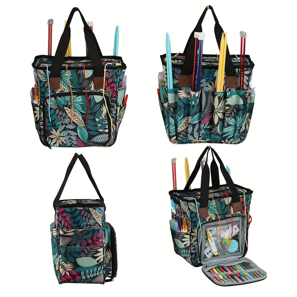 TEMU 1pc Large Knitting And Crochet Organizer Tote Bag - Convenient Yarn Storage Holder For Knitters And Crocheters - Needles, Yarn Balls, Projects,