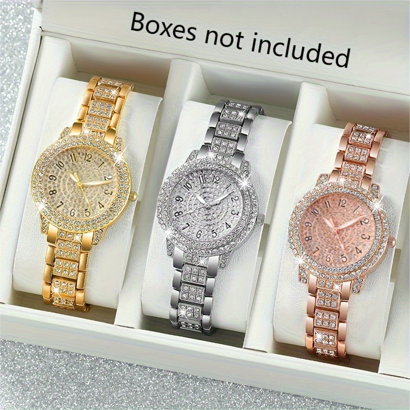 chic womens quartz watch set 3pcs fashionable casual analog wristwatches with alloy band details 1