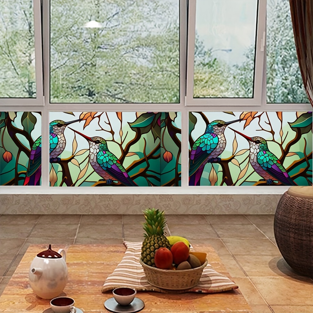 Stained Glass Window Film Couple Hummingbirds Static Cling Temu Australia