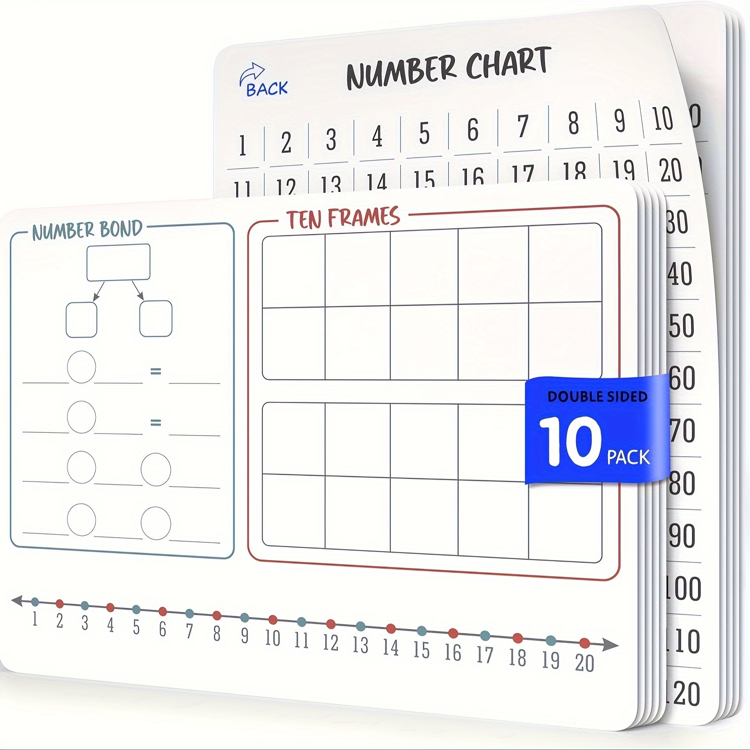 

10- & Ten Frame Manipulatives, 8"x12" Dry , Desk-size Educational For & , Pet ,