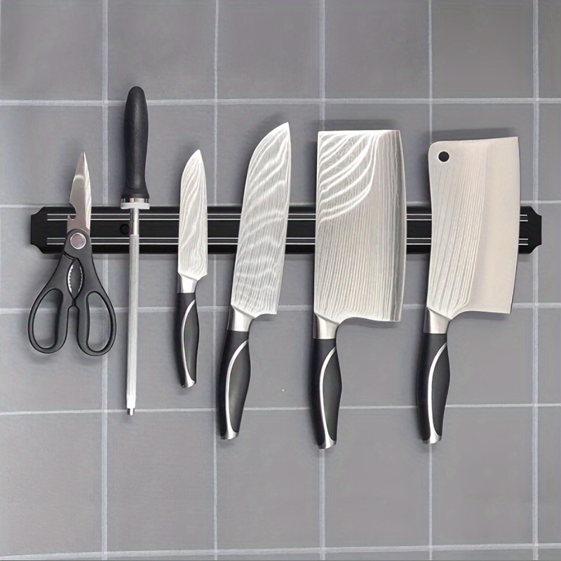 

Multi-functional Metal And Plastic Magnetic Knife Strip Holder For Kitchen Storage And Organization - Strong Magnetic Knife Rack For Securely Holding Knives, Scissors, And Tools