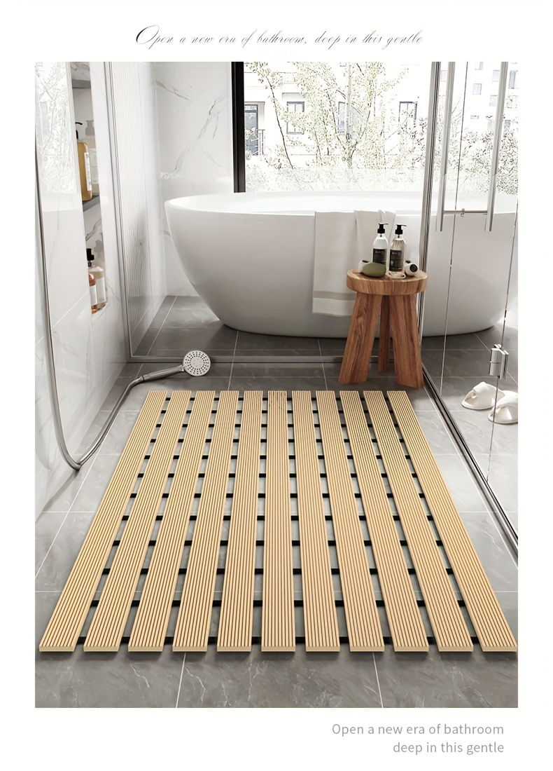 1pc of   brand christmas pvc anti slip bathroom mat bathroom mat with rubber backing and drainage holes soft shower mat suitable for bathtub shower floor mat bathroom mat simple and stylish bathroom decoration mat 16 9 23 6 inches best for christmas Product details 9