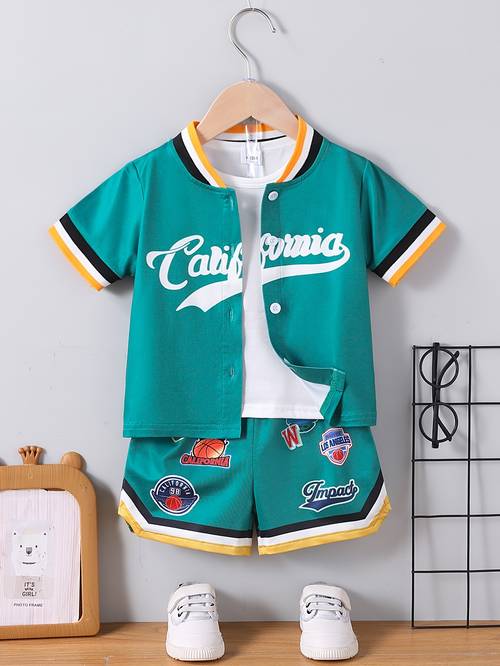 boys summer short sleeve top shorts baseball suit as gift