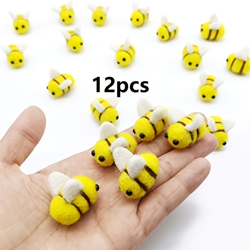 2d Flat, 12pcs Felt Bee Craft Balls | Multi-functional, Suitable For Gender Reveals, Schools, Car Seats, And Christmas Decorations, Holiday Hanging Ornaments