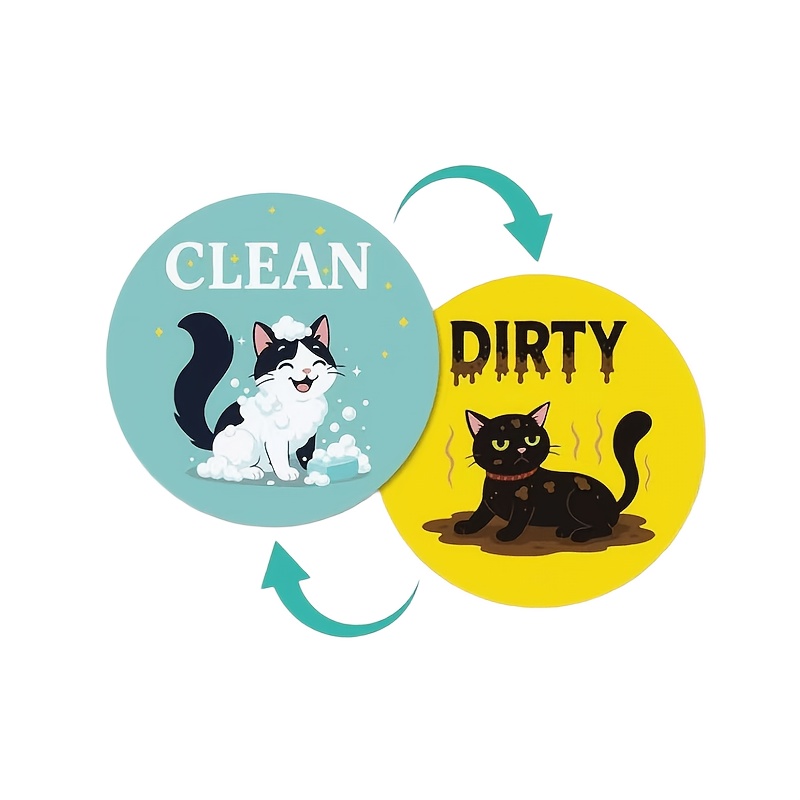 TEMU Dishwasher Magnet Clean Dirty Sign Funny - Double-sided Clean/dirty For Stainless Steel Dishwashers - Pet Magnetic Home And Kitchen Gadgets -