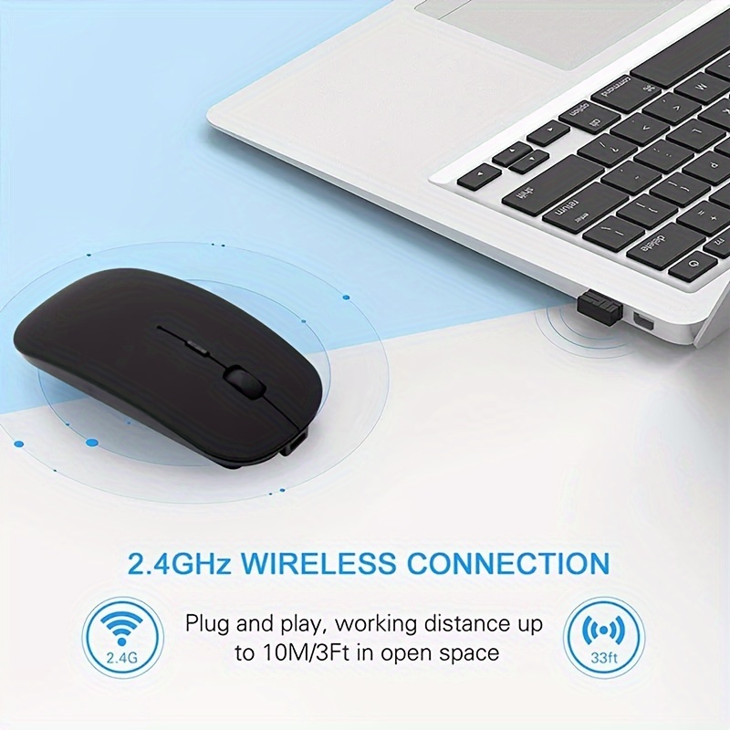 

Rechargeable Wireless Silent Mouse, 2.4g Portable Usb Optical Wireless Computer Mice For Laptop Without Driver Installation
