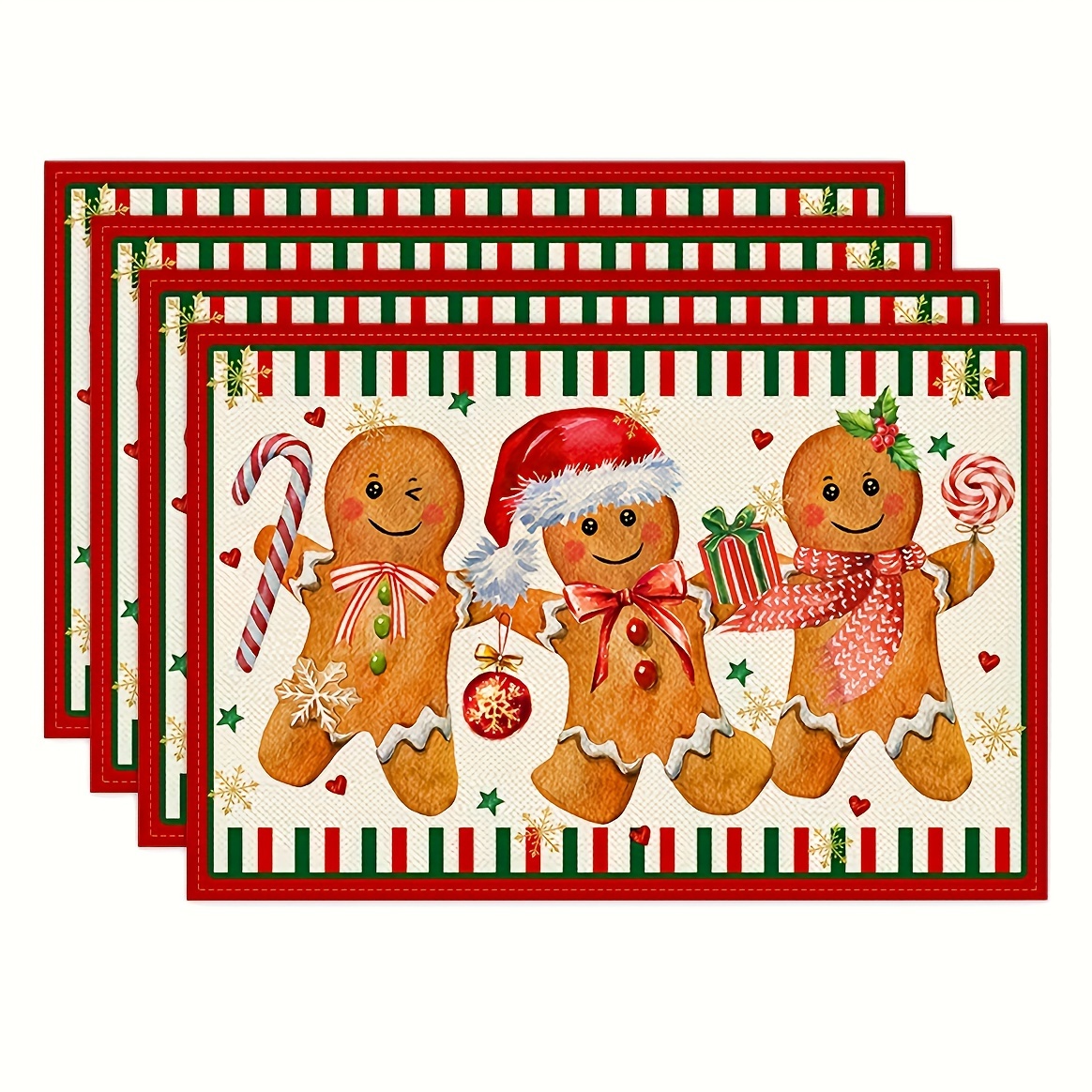 

4- Christmas Placemats, 12x18 , , , Table Decor, , , For Use