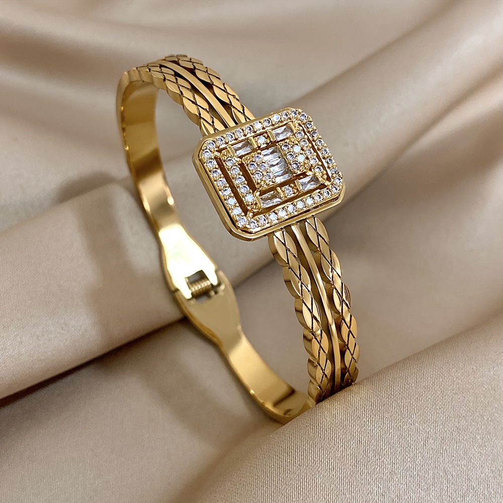 E-shop Edelstahl-Armreif, Manschettenarmband mit quadratischem Verschluss, wasserdichter Schmuck für Damen Herren