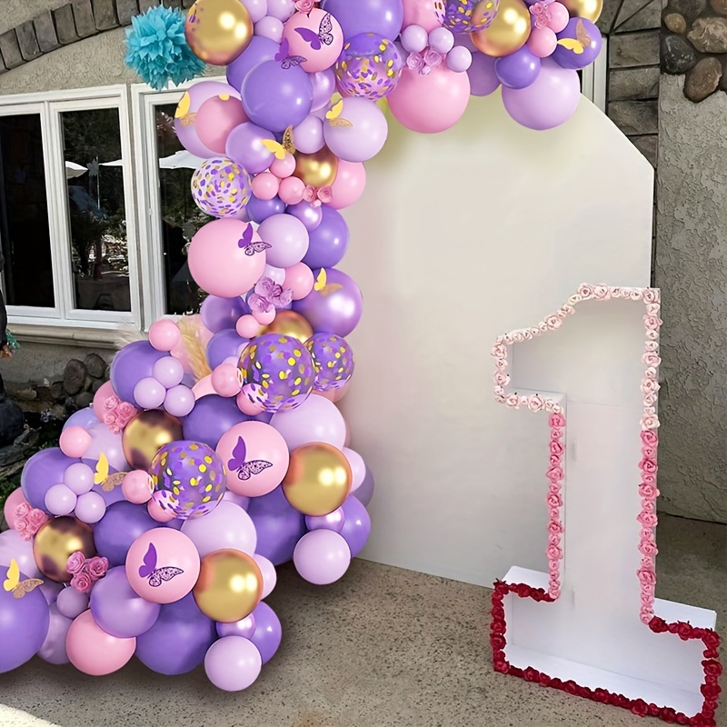 

108pcs, Purple And Balloons Garland Arch Kit Latex Balloon, Birthday Party Decor, Adult Wedding Balloon Baby Shower Decor Balloons Globos