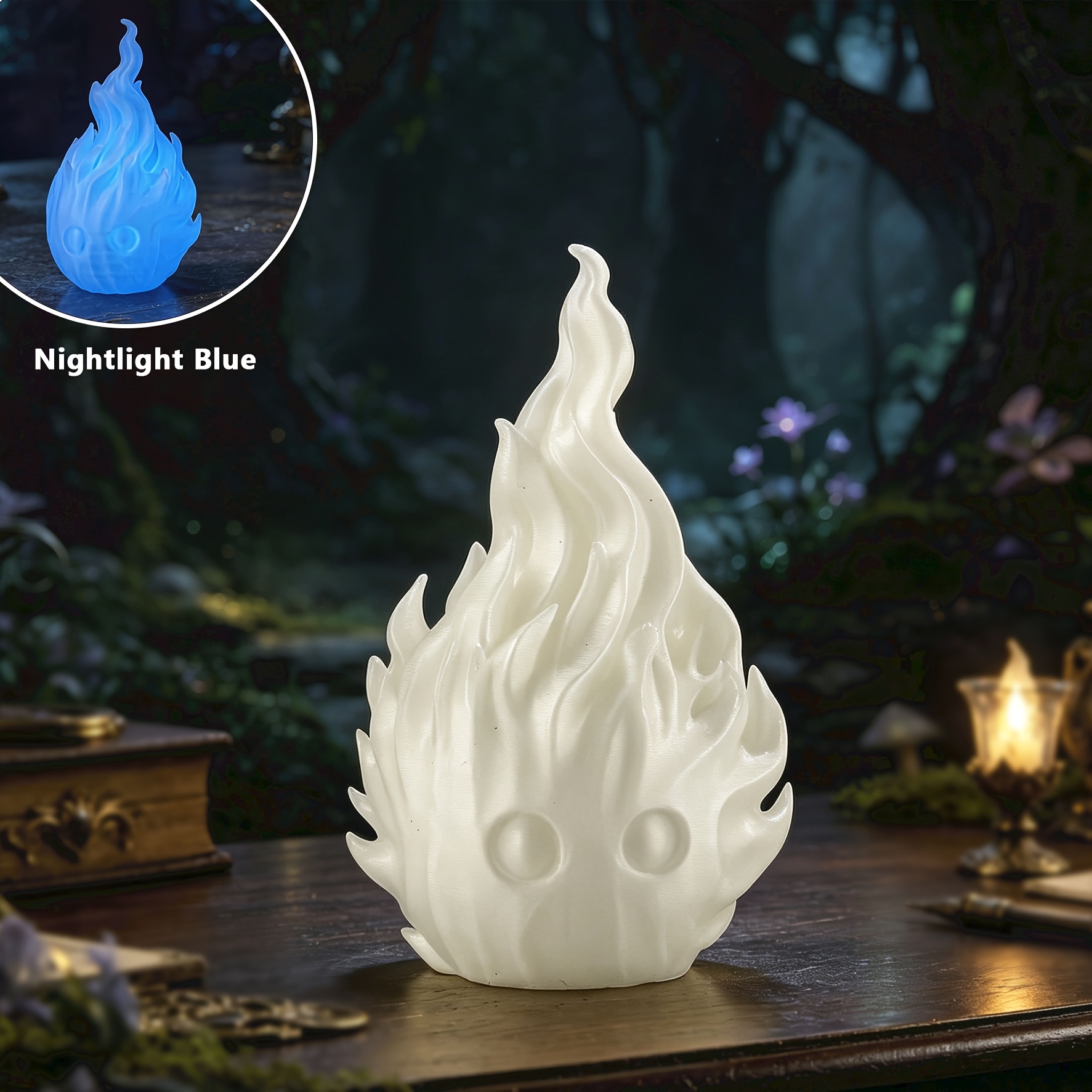 Image of Set Of 2 -the- Spirit Figurines- 3d Printed Flame Models- Fantasy Anime-style Desktop Decor- Gothic Bookshelf Display Pieces- Suitable For Bedrooms, Game Rooms, Living Rooms, And Desks