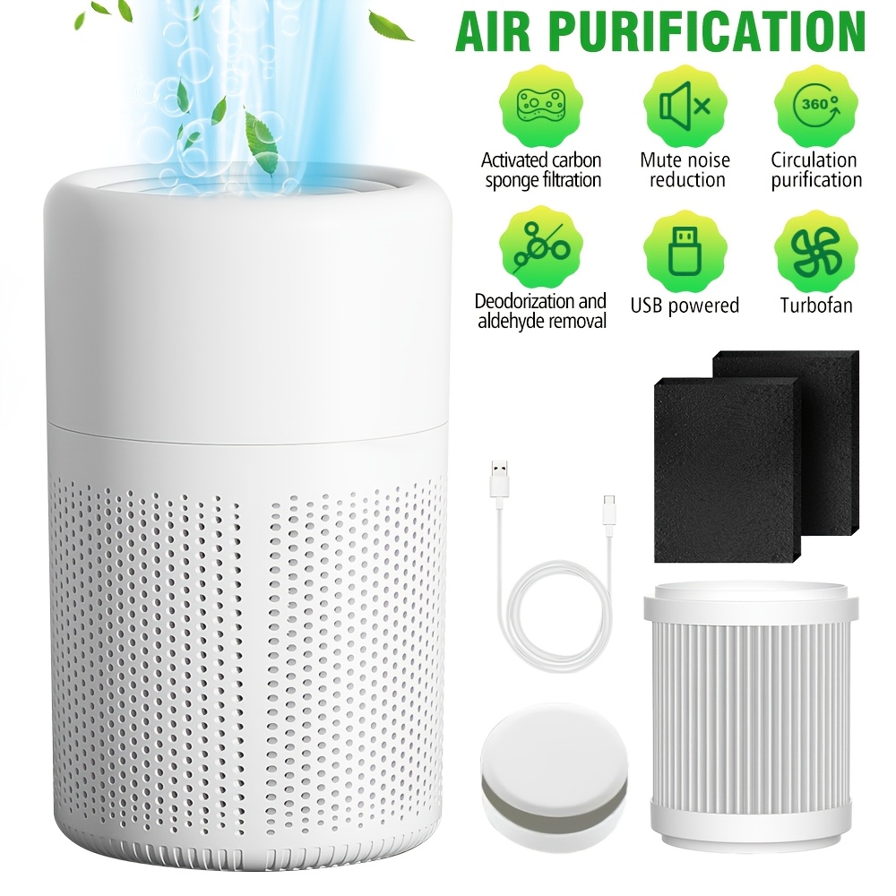 TEMU 2 Sets Of High-efficiency Air Purifiers, Designed For Home Bedrooms And Pet Owners, Effectively Allergens, Pet Dander, Odors, And Dust. Features