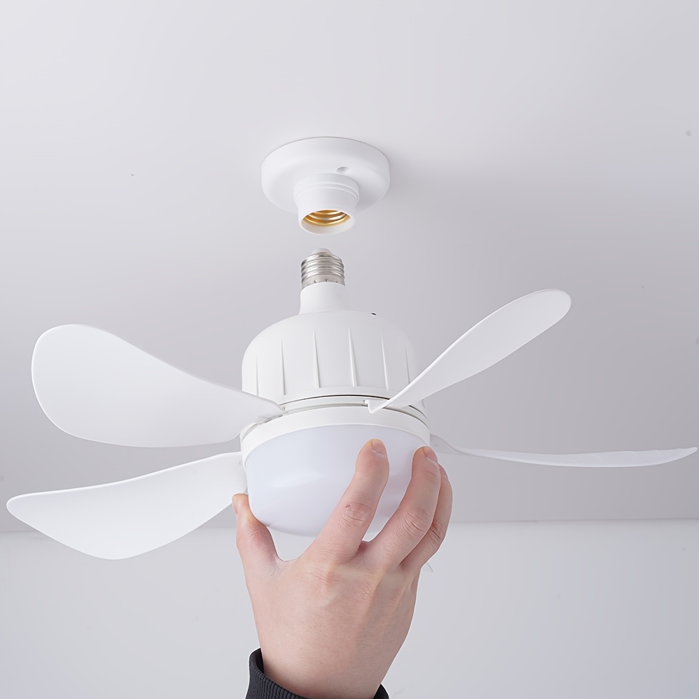 TEMU 1pc Ceiling Fan Light, Modern Bulb Fan Light With Remote, Plug Screw In Fan Light, Air Circulation Ceiling Fan, Small White Led Ceiling Fan Kit