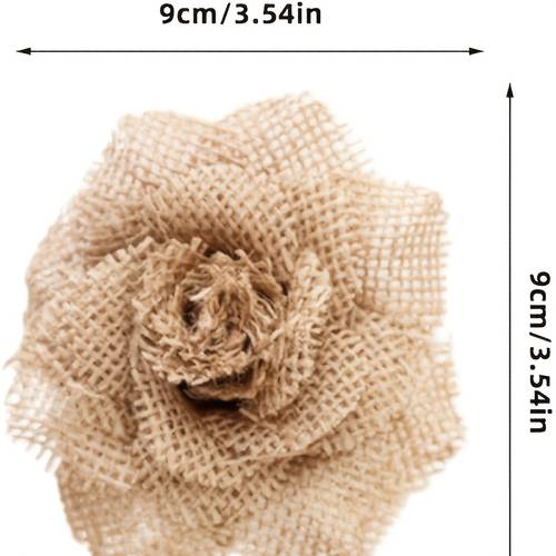 4pcs handmade burlap flowers 4 inch for wedding christmas party decorations and crafts light brown natural jute faux flowers