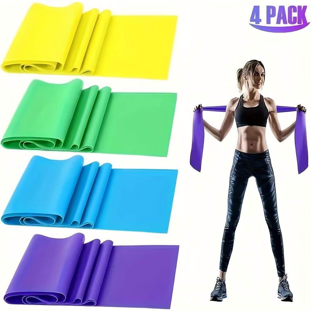 

4 Pack Yoga : Tpe Stretch Bands For Physical Therapy, Fitness, Yoga, Pilates, Rehabilitation, And Strength Training