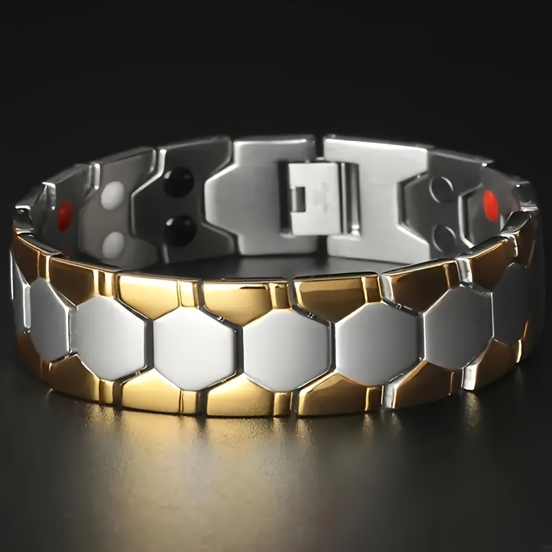TEMU 1pc Magnetic Bracelets For Men, Stainless Steel Bracelets For Men, Men's Bracelets For Jewelry Gift With Adjustable Sizing