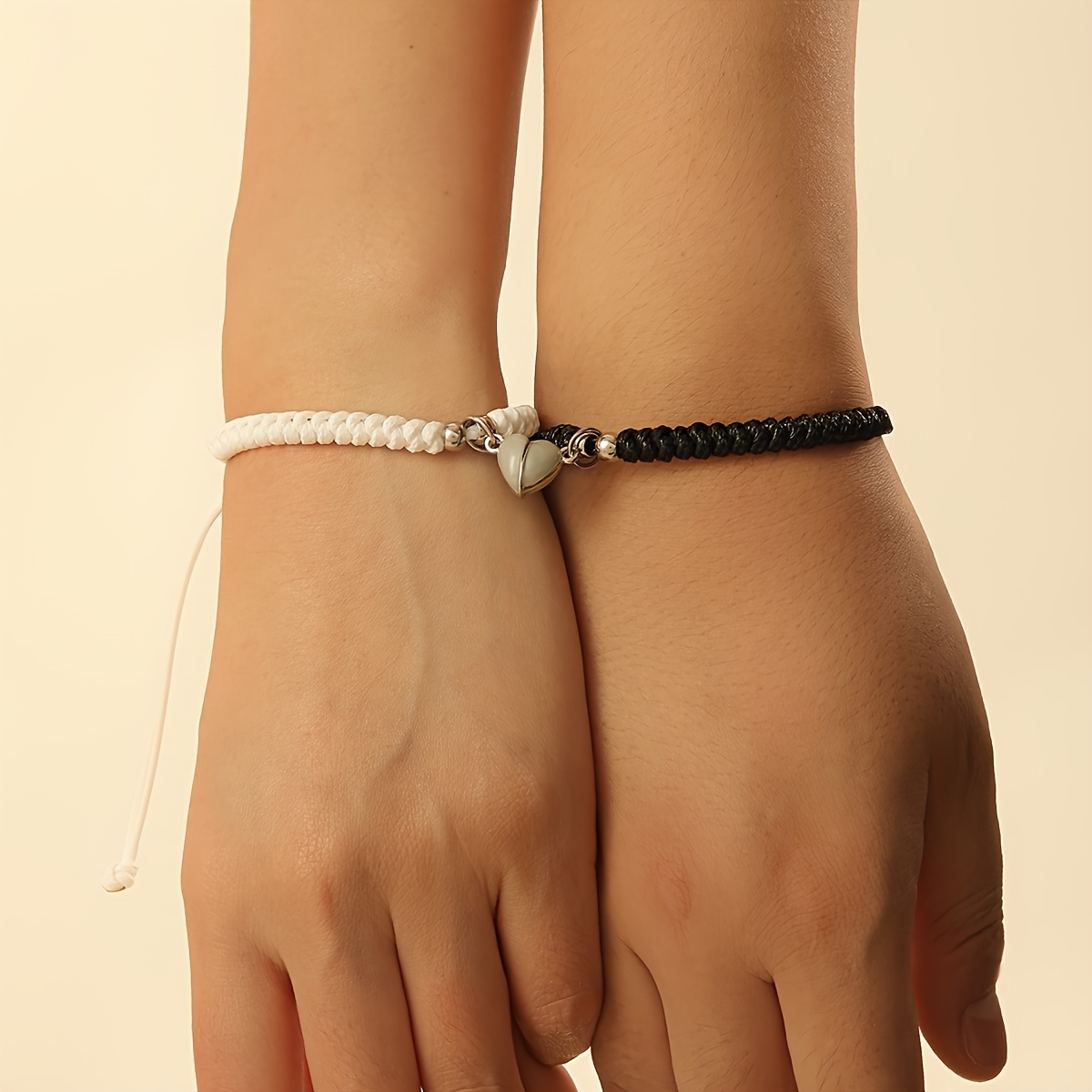 2pcs Luminous Heart Hand-Woven Couple Bracelets Set