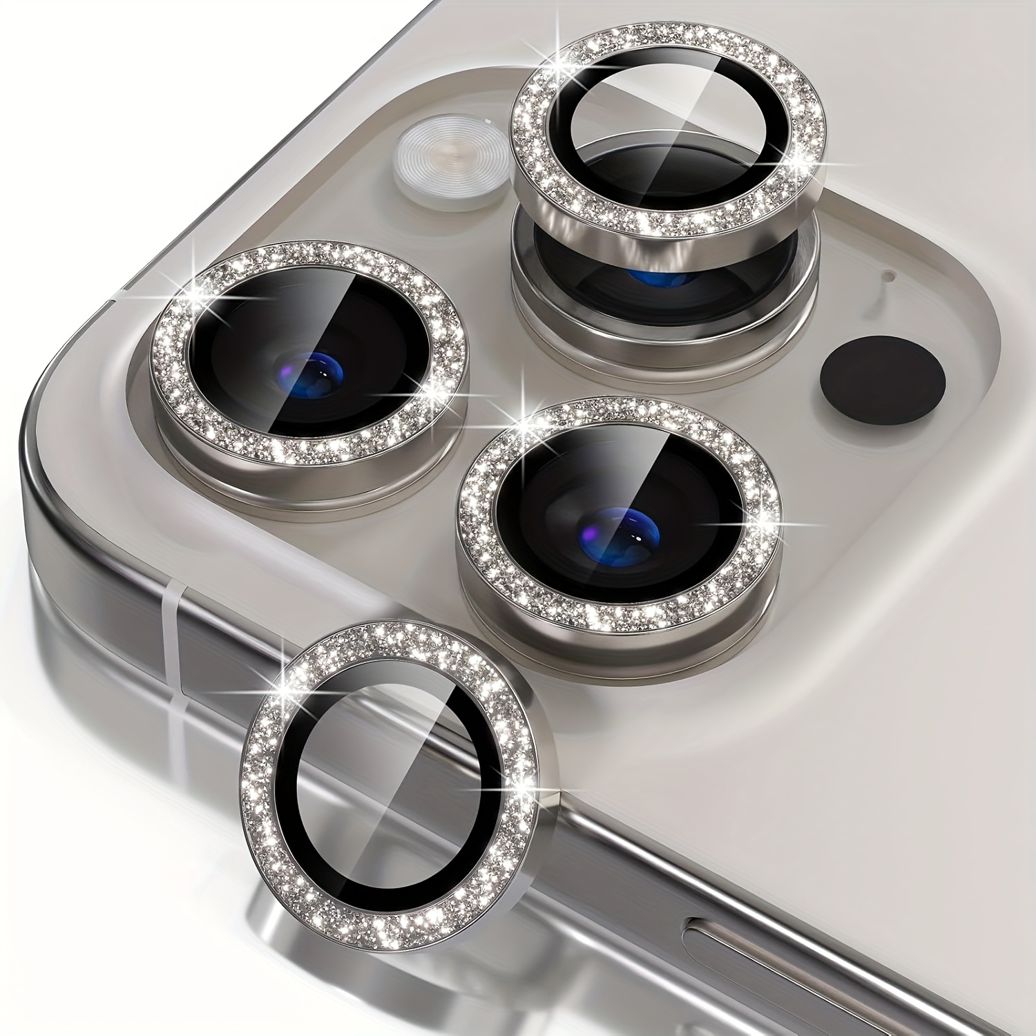 3 pack silvery shiny camera lens protector for iphone   air 17 pro   pro     plus 15 14 13 12 11 mini ultra thin tempered glass scratch resistant anti fog metal cover protection