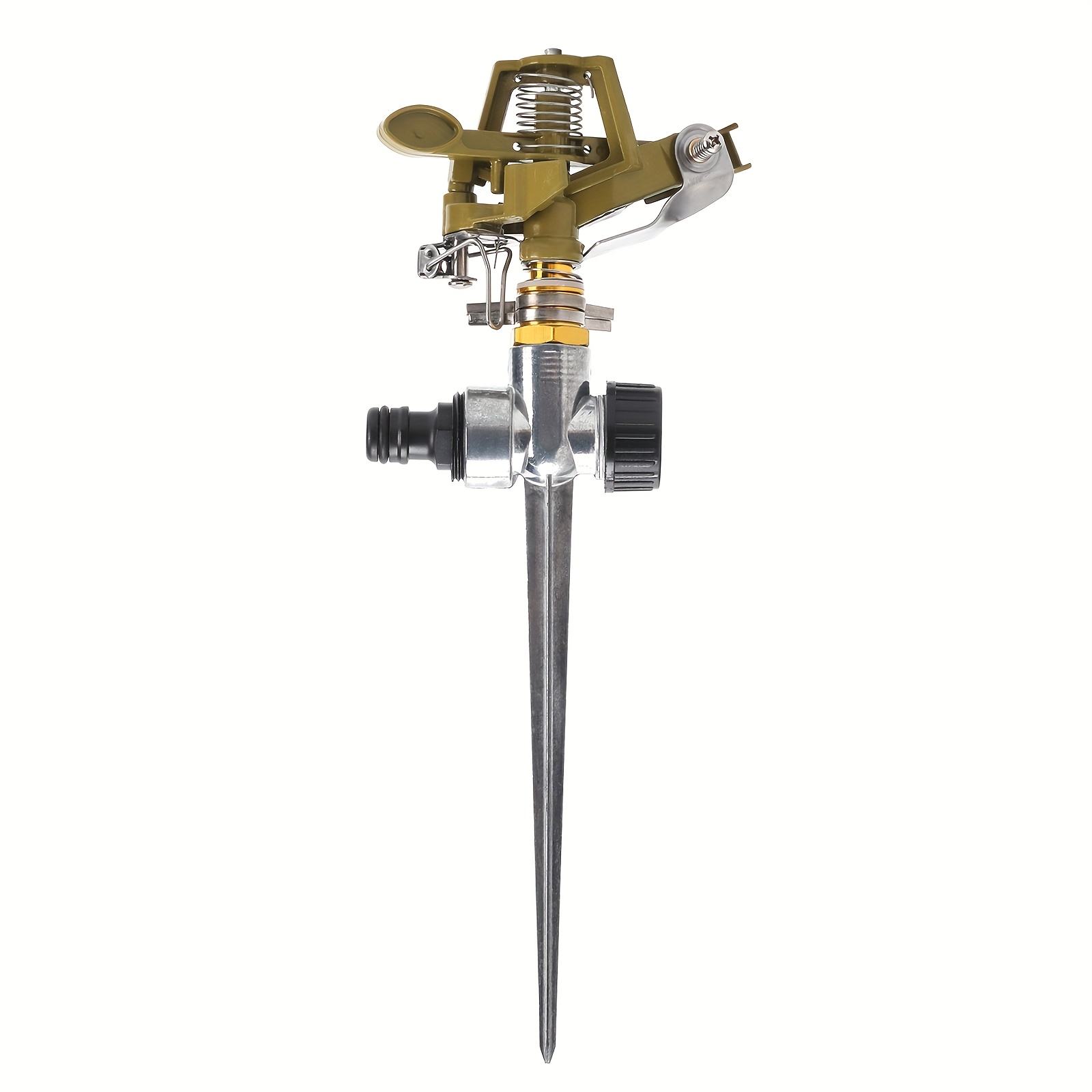 Image of 360-degree Rotating Garden Sprinkler With Alloy Construction - Suitable For Lawn And Garden Irrigation