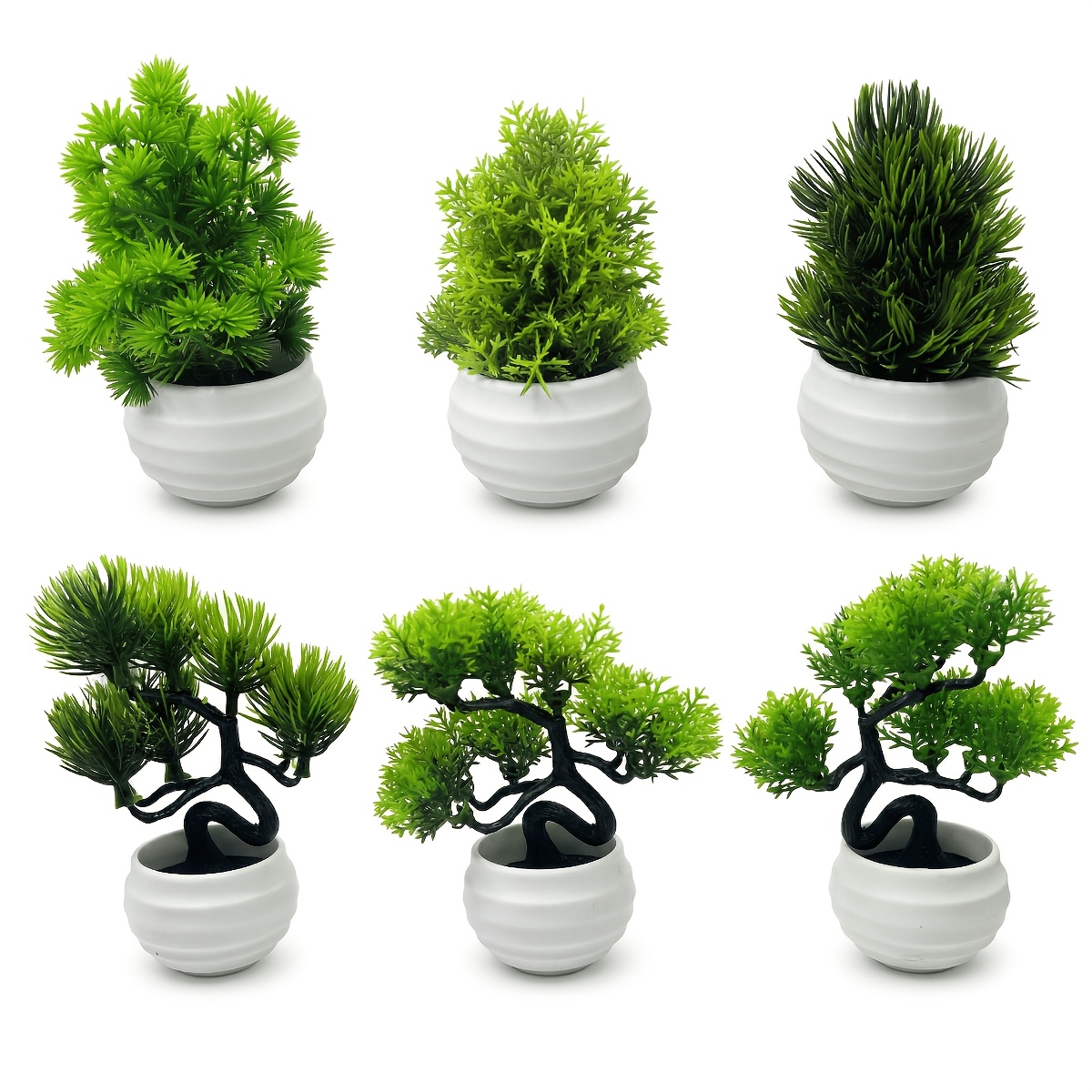 item picture 6pcs artificial   potted plants realistic   trees suitable for   room and bedroom decoration