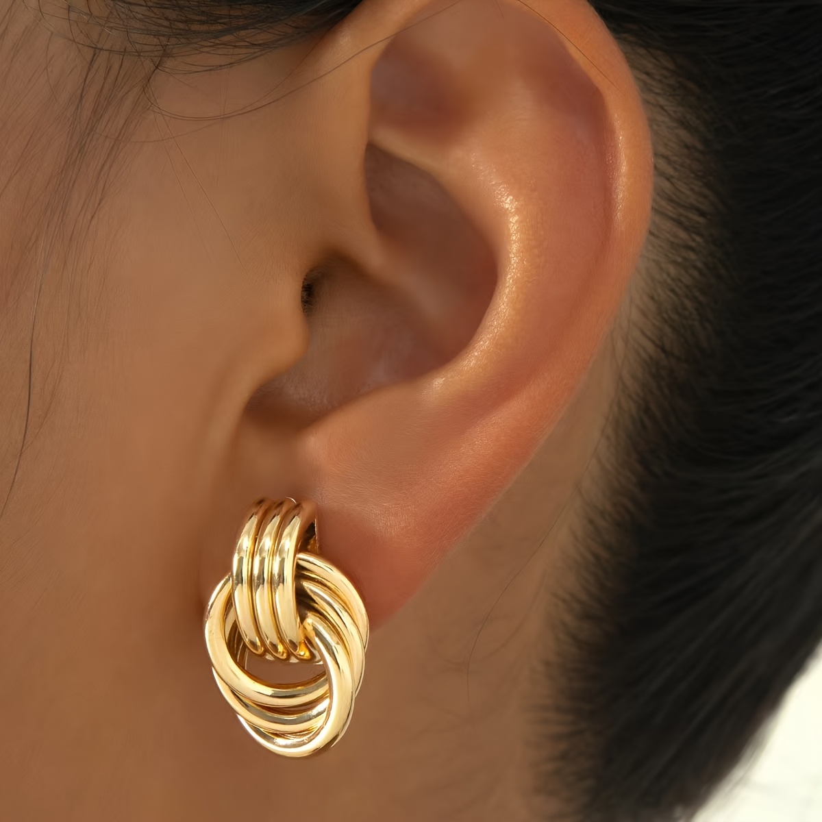 Vintage Boho Double Hoop Knotted Earrings