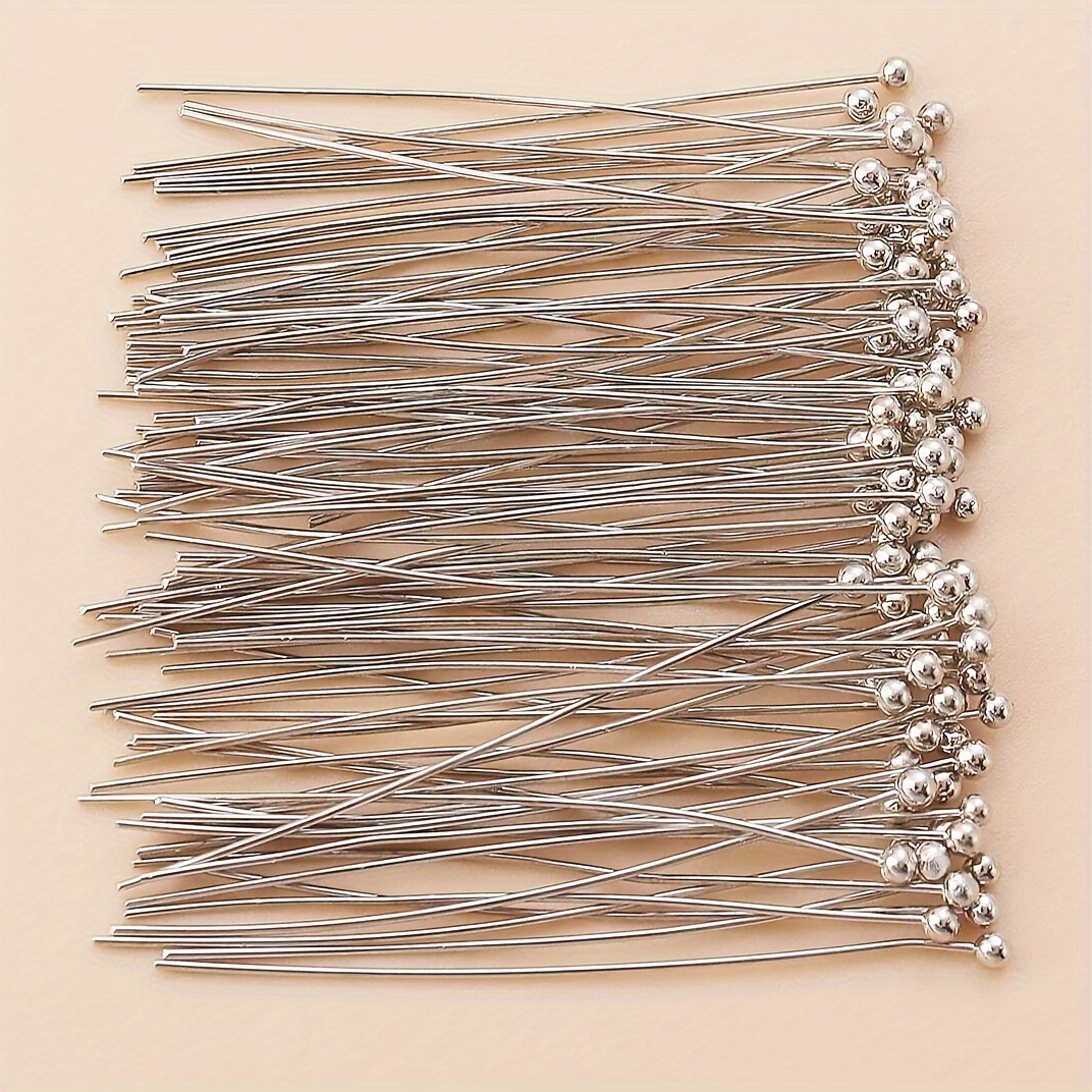 

200 Pack 50mm Bendable Stainless Steel Ball Head Pins For Jewelry Making, Diy Earrings, Necklaces, And Craft Supplies