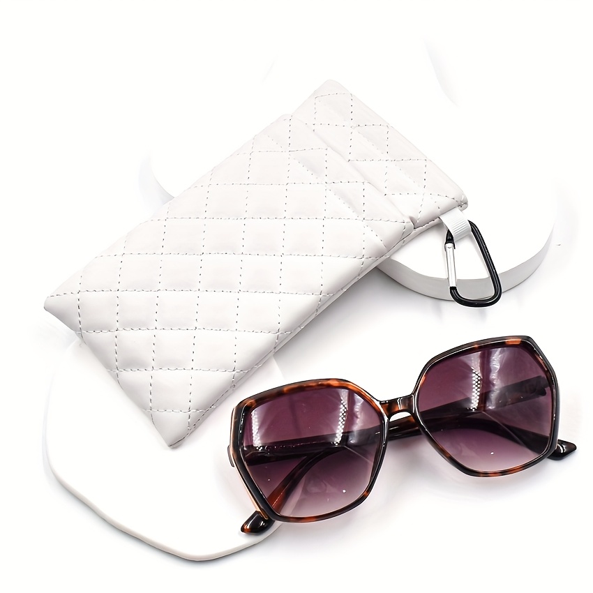 Large Double Eyeglass Case Squeeze Top Microfiber Pouch for Glasses Phone Face Shadow Large Double Eyeglasses Case Squeeze Top Soft  main image 4
