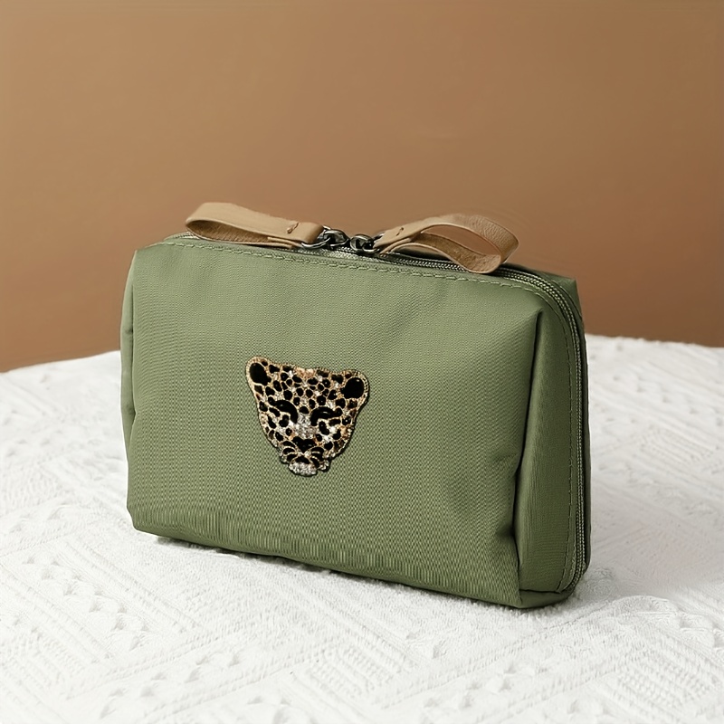 TEMU 2025 New Leopard Makeup Bag, Easy Zipper Handbag, Suitable For Travel Outdoor Head Storage Bag, Compact And Convenient, Essential For Daily ,