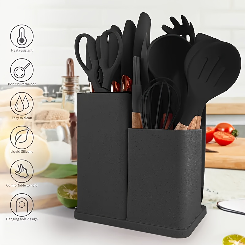 

Brodark Bucket Silicone Kitchenware Set Of 19 Pieces, Food Grade Silicone Cooking Spoon Shovel Cutting Chopping Board Fruit Knife Chef Knife Combination Set