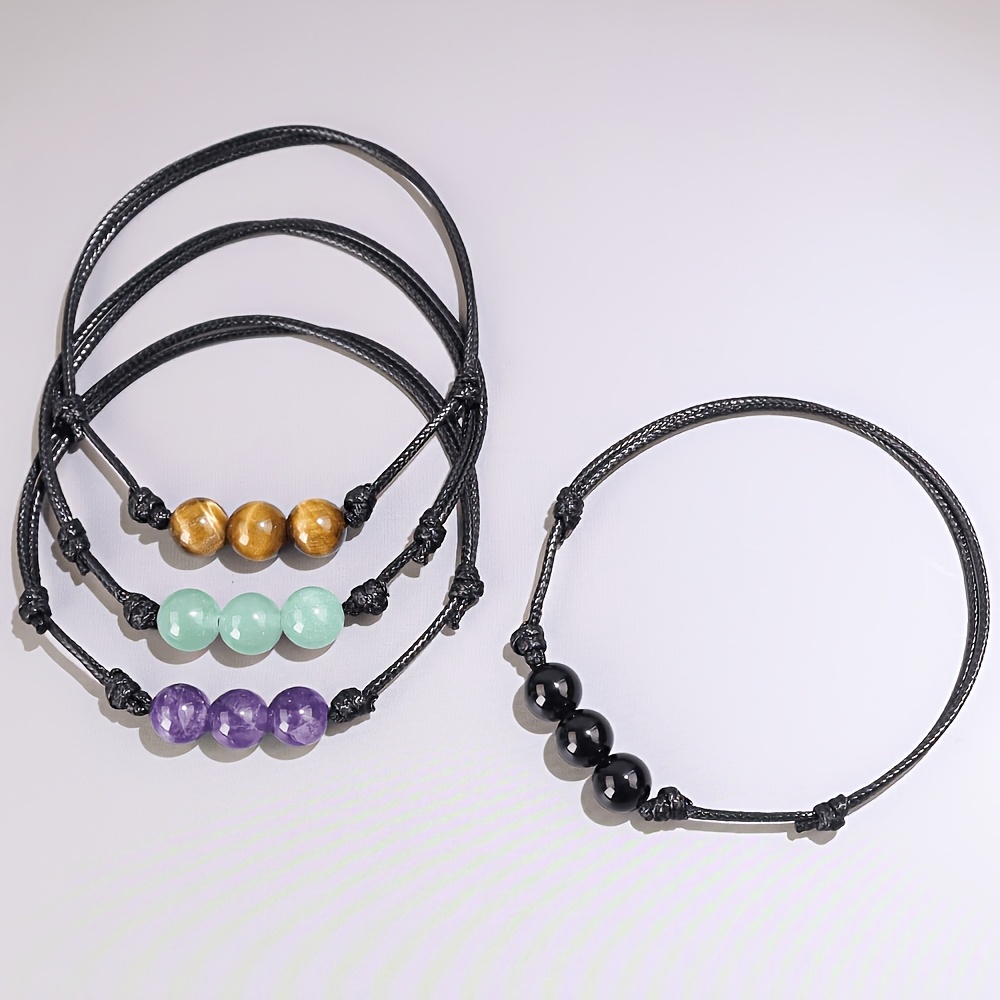 Unisex Adjustable Lucky Beads Bracelet Cord Set, Gift