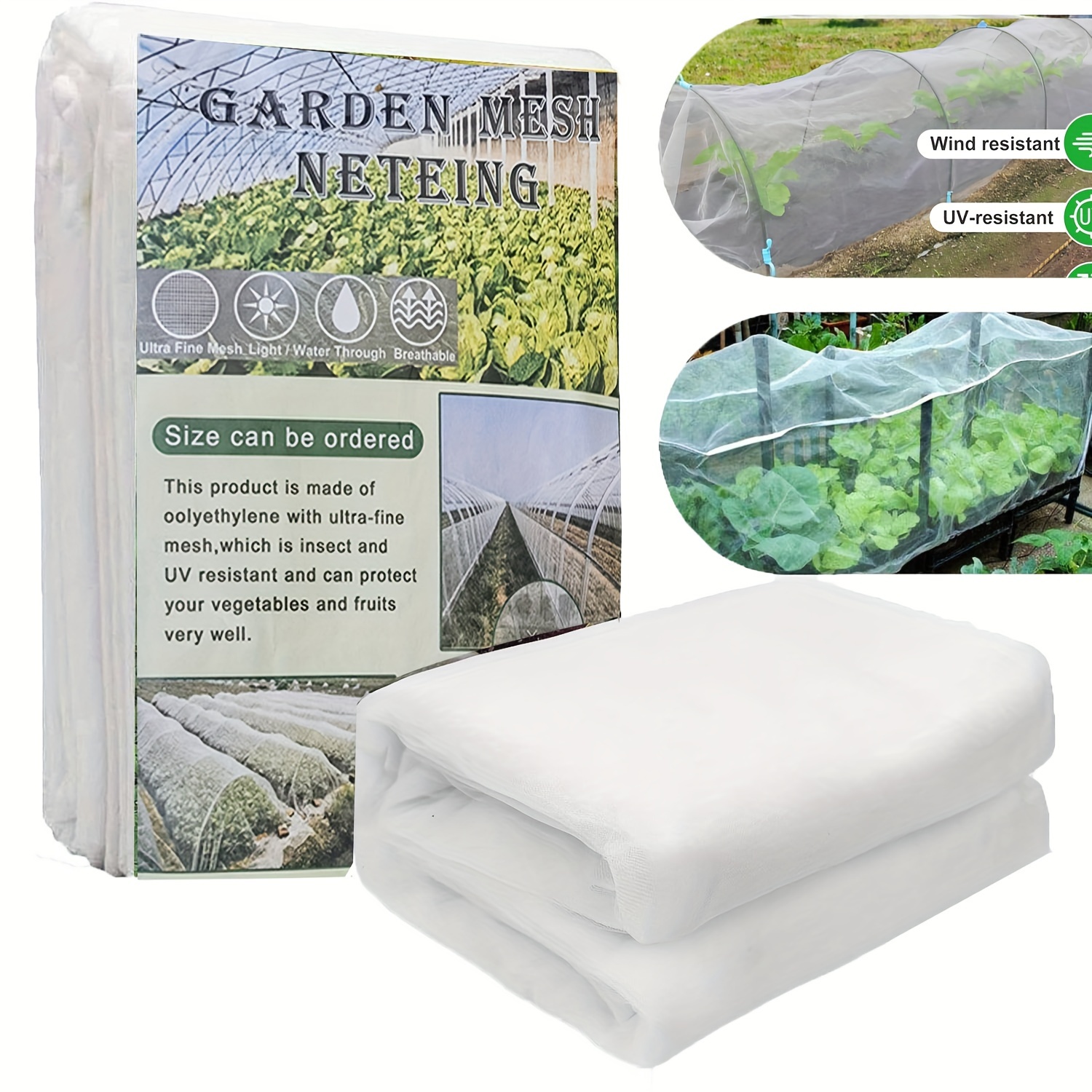 

Ultra-fine White Garden Netting - Durable Pe Mesh For Pest & Bird Protection, Ideal For Vegetables, Flowers, Fruits | Customizable Size